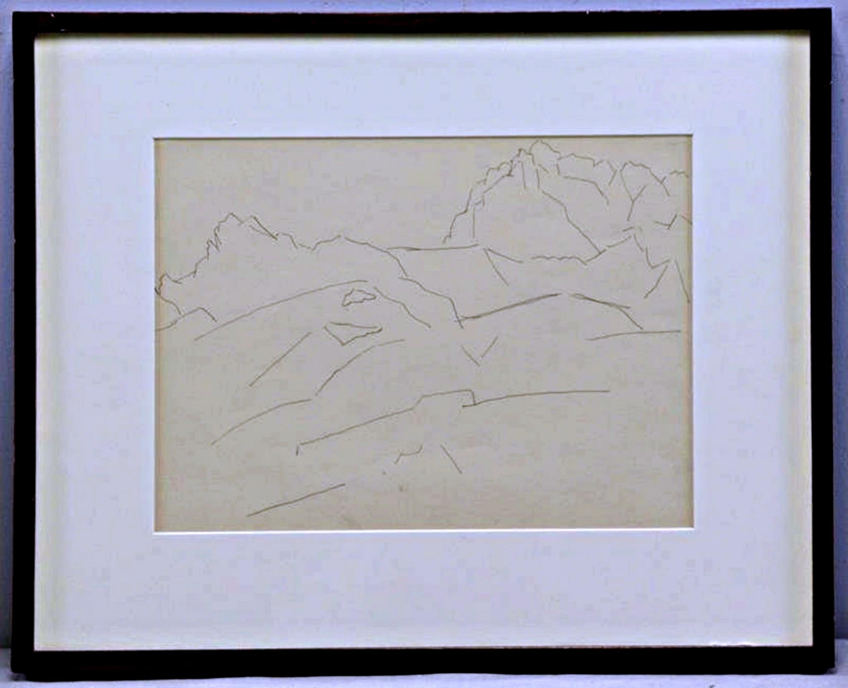 ALPSPITZE #3 (with Zabriskie Gallery Label), original pencil drawing of Bavaria