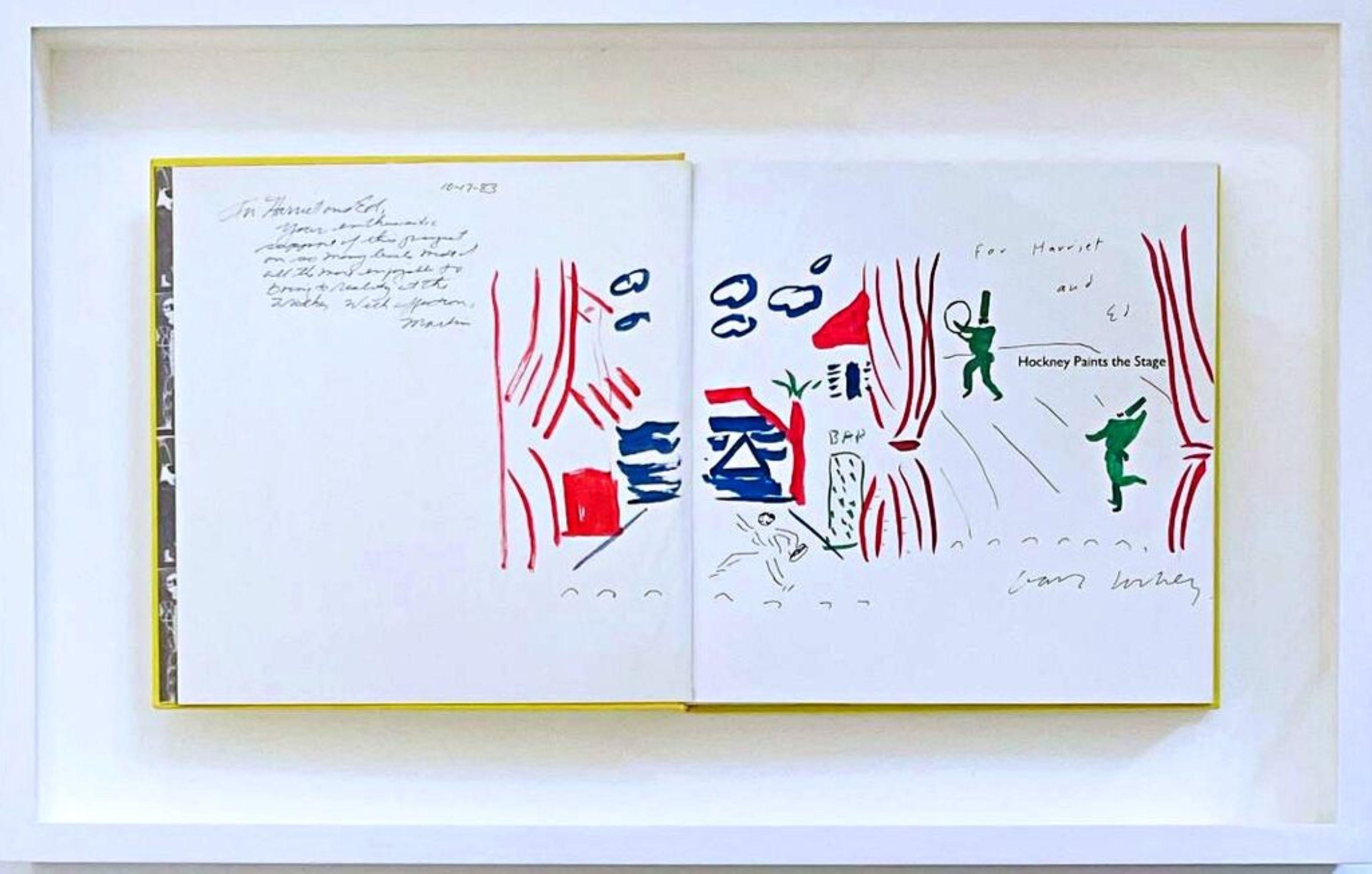 Figurative Art di David Hockney - Pittura a tecnica mista in monografia, firmata e iscritta ai fiduciari del museo, incorniciata