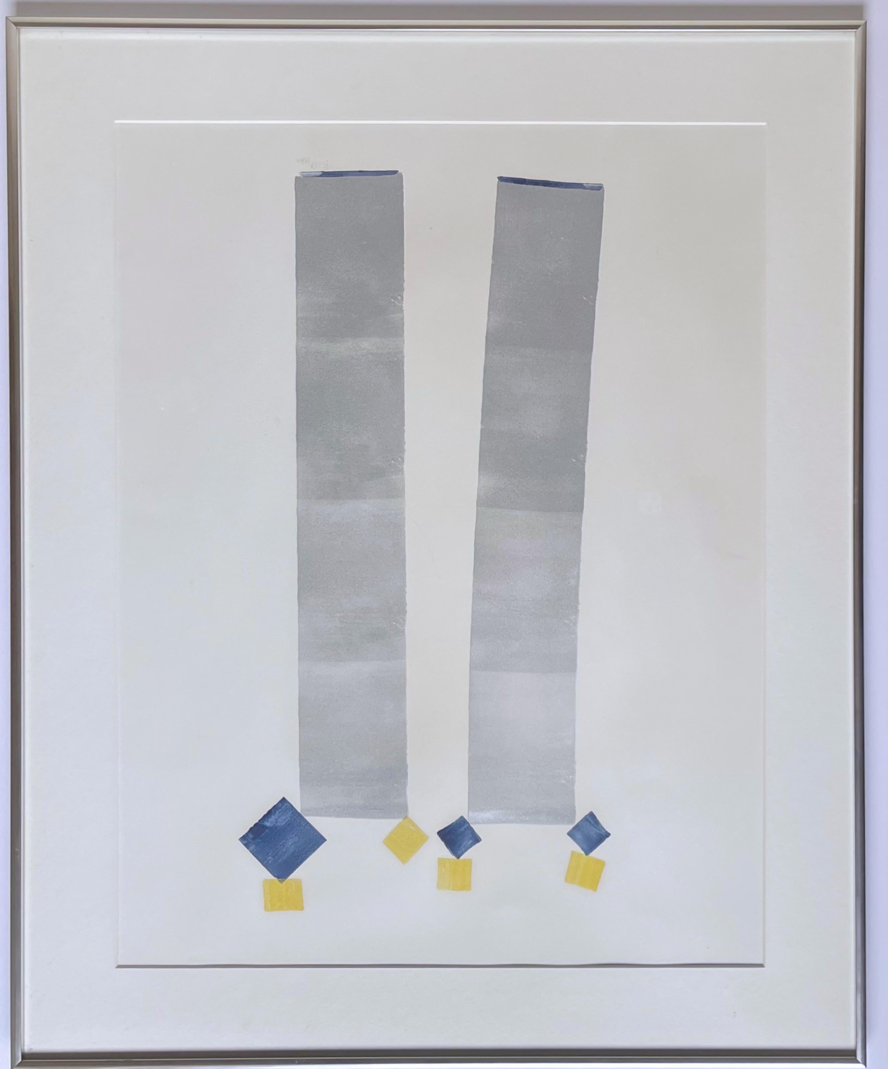 Lyman Kipp, Untitled Minimalist painting on paper signed and dated vintage frame