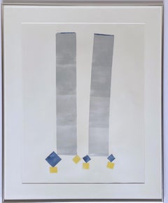 Lyman Kipp, Untitled Minimalist painting on paper signed and dated vintage frame