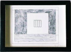 Prison 14, Unique, signed, Graphite pencil and ink drawing on paper, Framed
