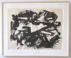 Sin título '71 Dibujo expresionista abstracto. Firmado por escultor de renombre, Enmarcado