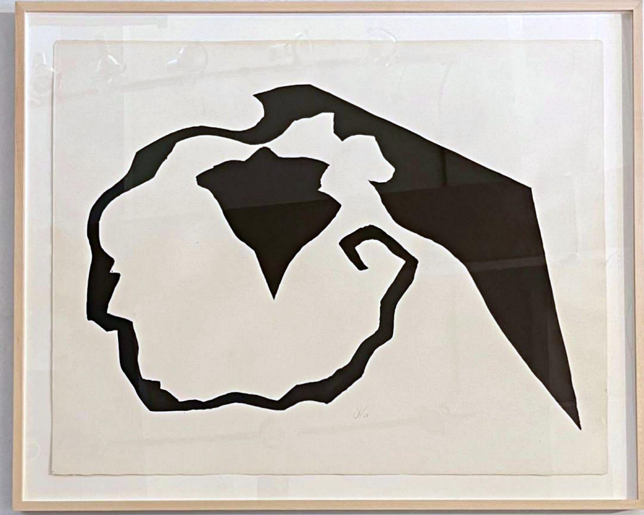 Jack Youngerman Abstract Painting - October 1, from Betty Parsons Gallery, India ink on paper, Signed Framed w/label