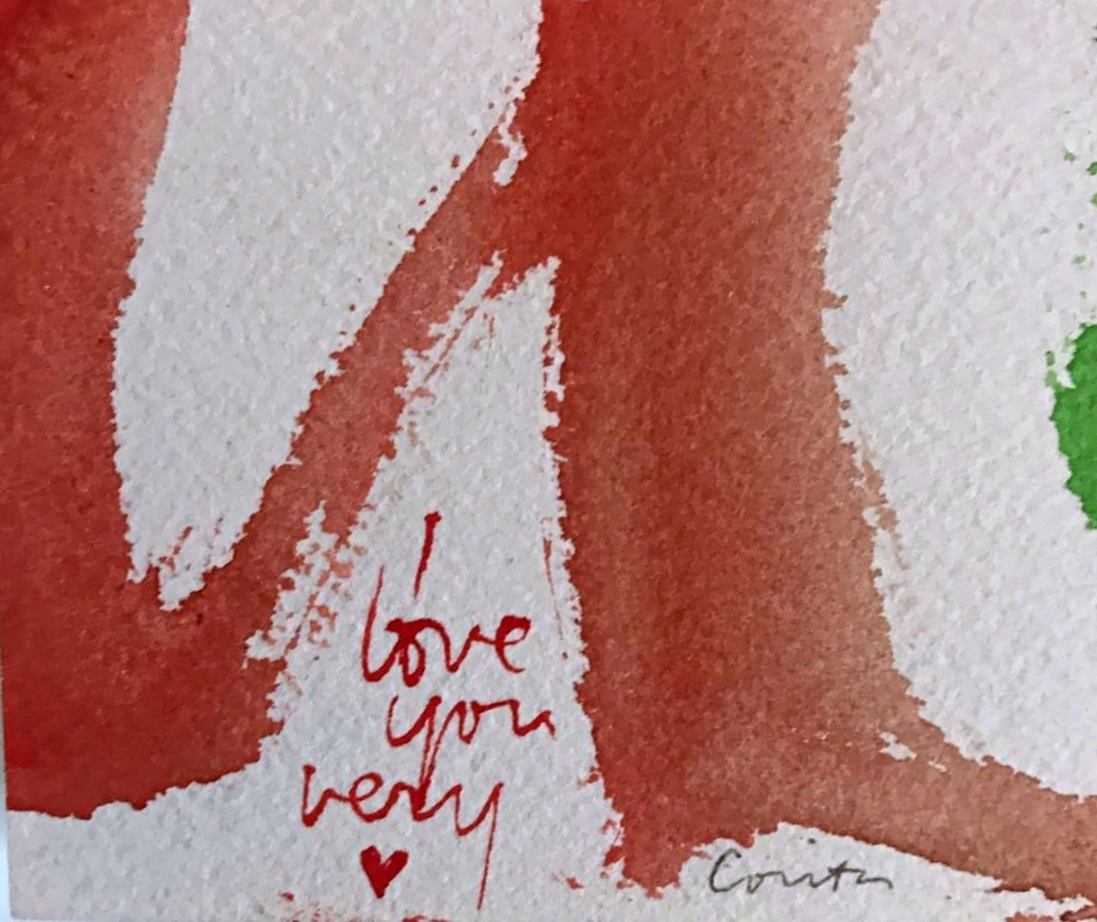 I Love You Very (unique watercolor) - Art by Mary Corita (Sister Corita) Kent
