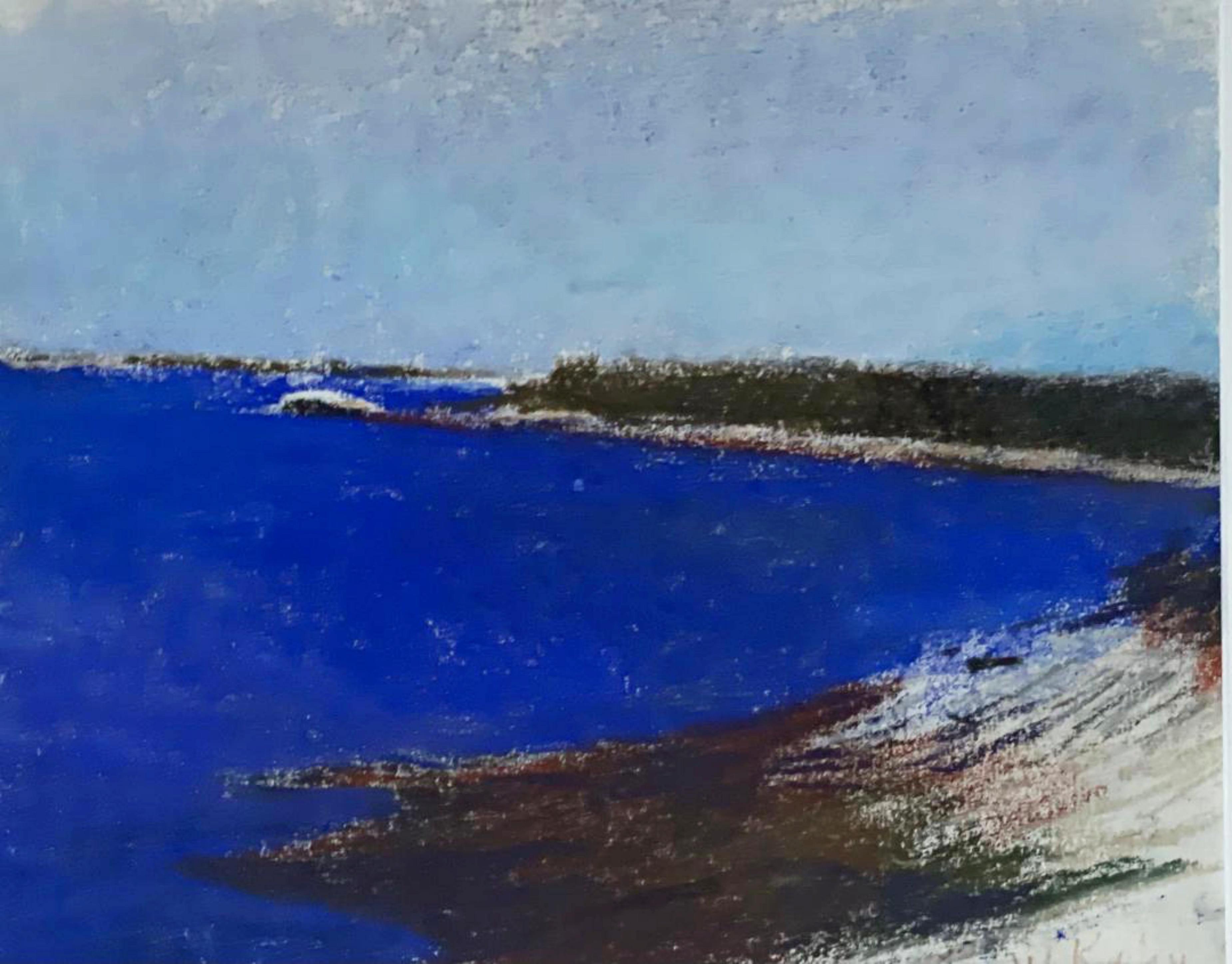 Wolf Kahn Landscape Art - The Densest Blue of Maine Water (de-accessioned from the Nevada Art Museum)