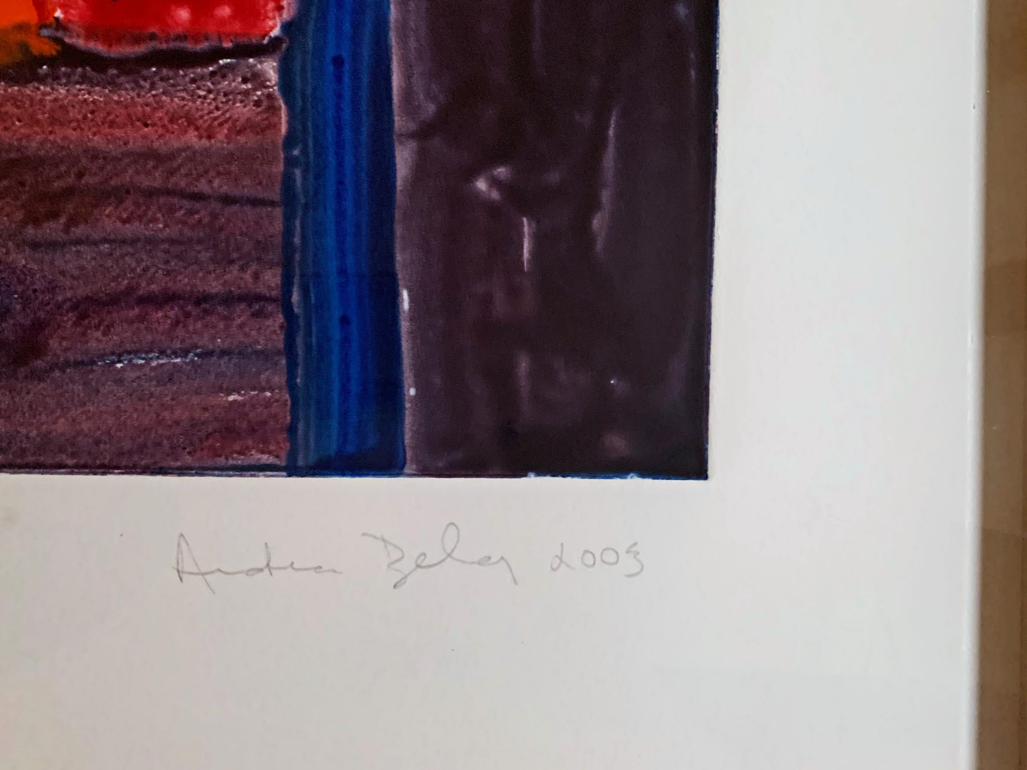 Sans titre de la collection d'art Lehman Brothers, monotype unique encadré signé - Print de Andrea Belag