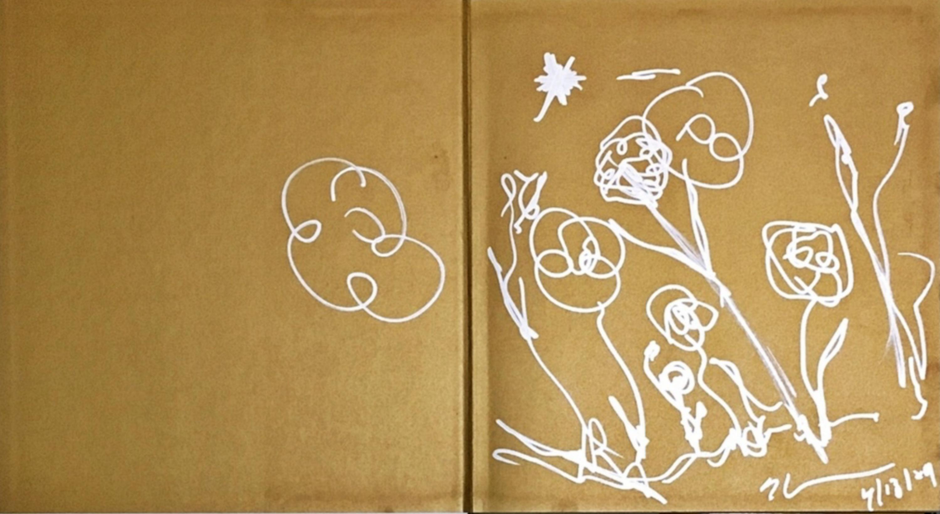 Fleurs et soleil dessin signé & daté dans Versailles monographie Pop art paysage - Art de Jeff Koons