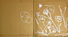 Jeff Koons - Flowers and sun drawing in monograph, unique, signed Pop landscape