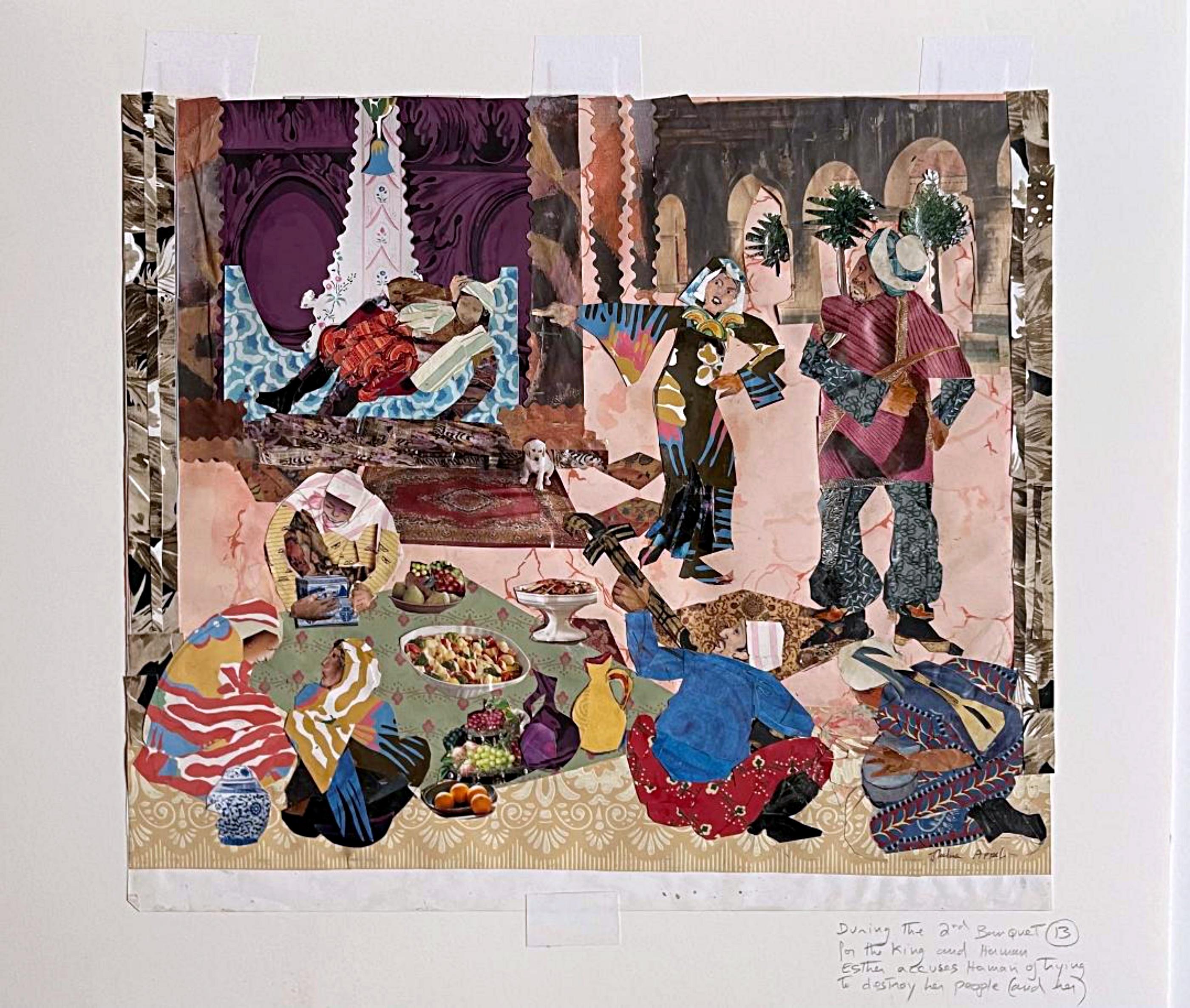 Esther's Second Banquet (Haman's Treachery Revealed), Purim Collage #14 - Mixed Media Art by Thelma Appel