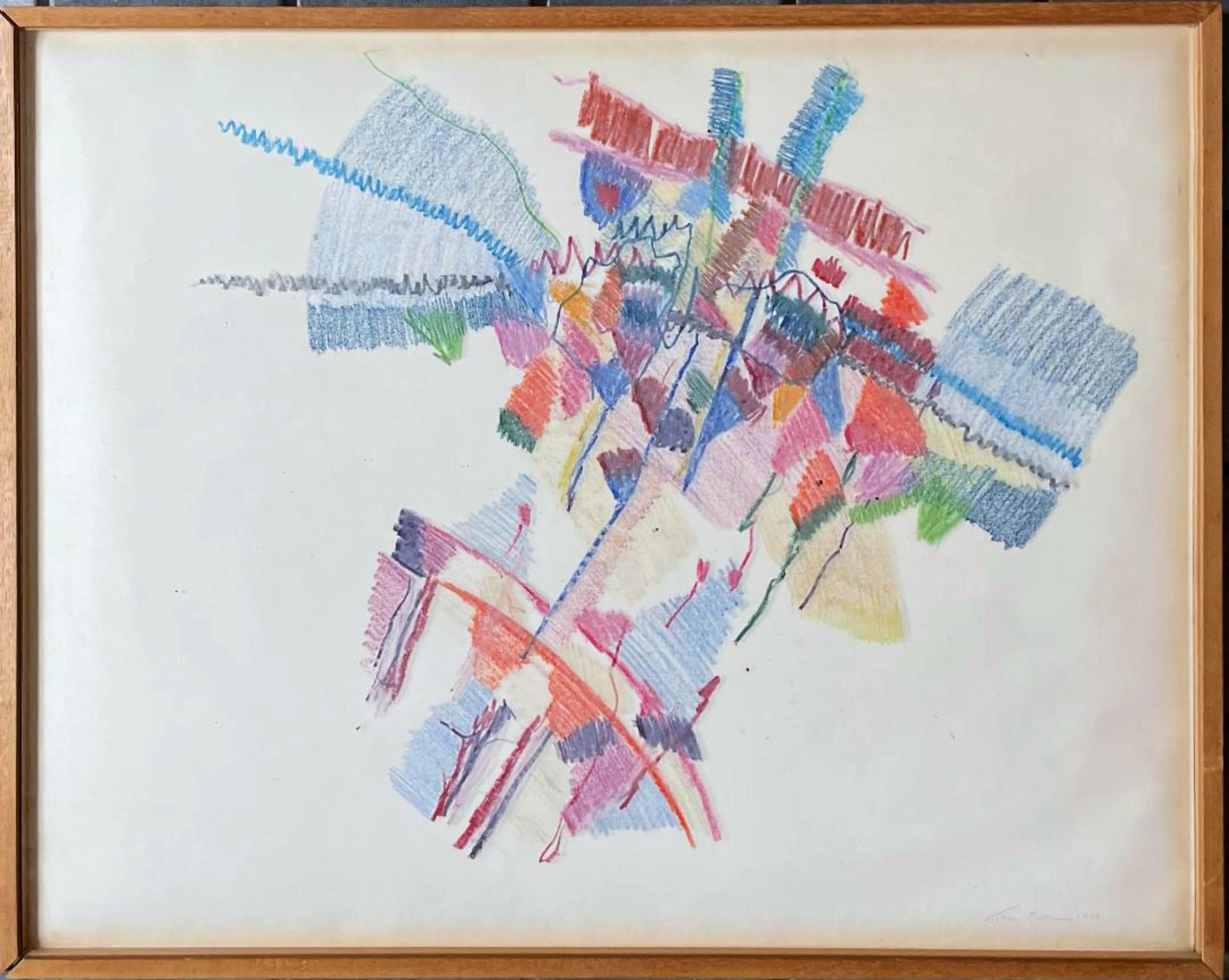 Victoria Barr Abstract Drawing - Spirit (mid century modern abstract painting by artist daughter of MOMA founder)