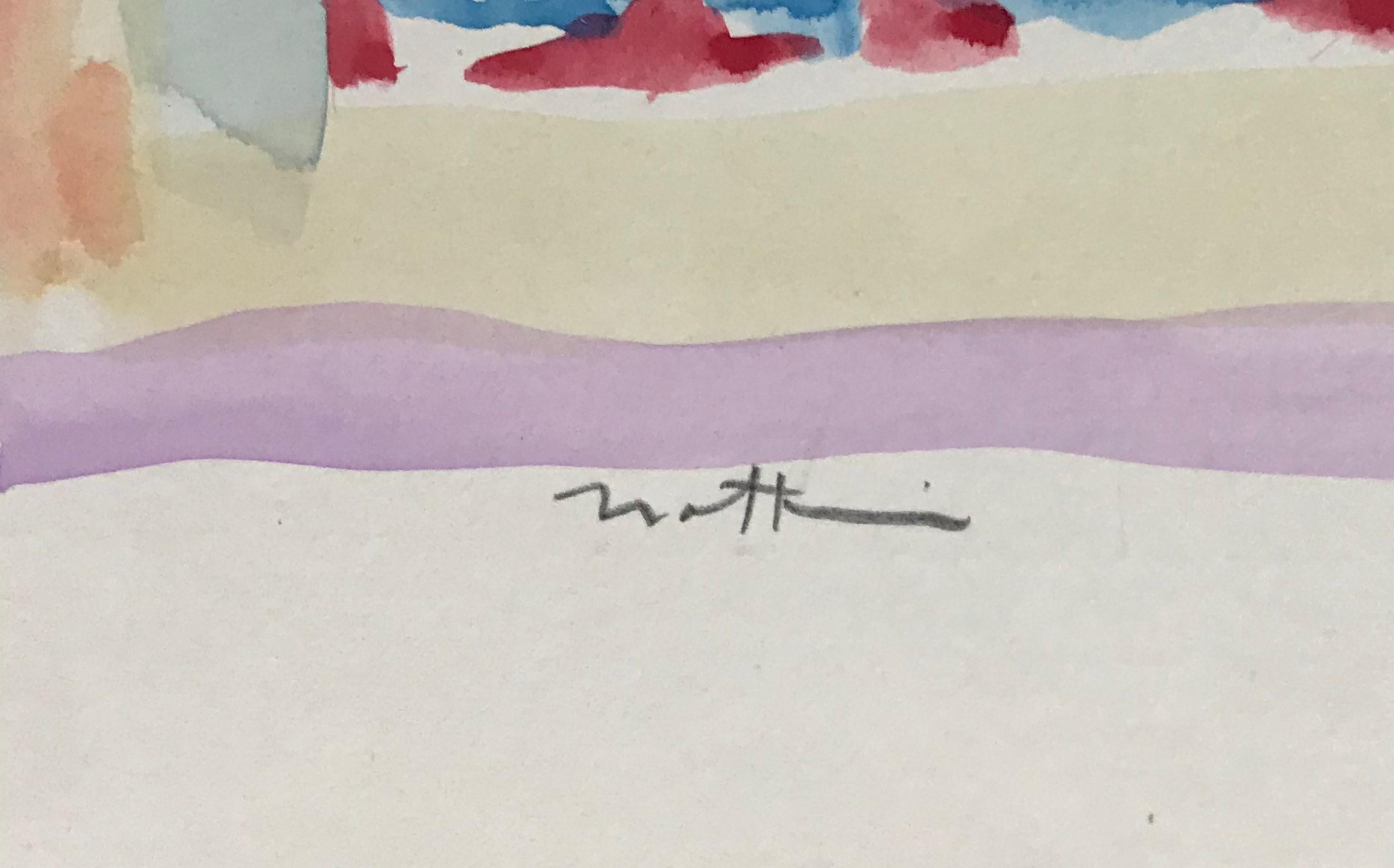 Robert Natkin
Untitled Abstract Expressionist work on paper, 1964
Watercolor on paper
Hand signed and dated 1964 by the artist on the front
19 1/4 × 14 1/4 inches
Unframed
Poignant Robert Natkin mid century modern watercolor painting on paper
Very