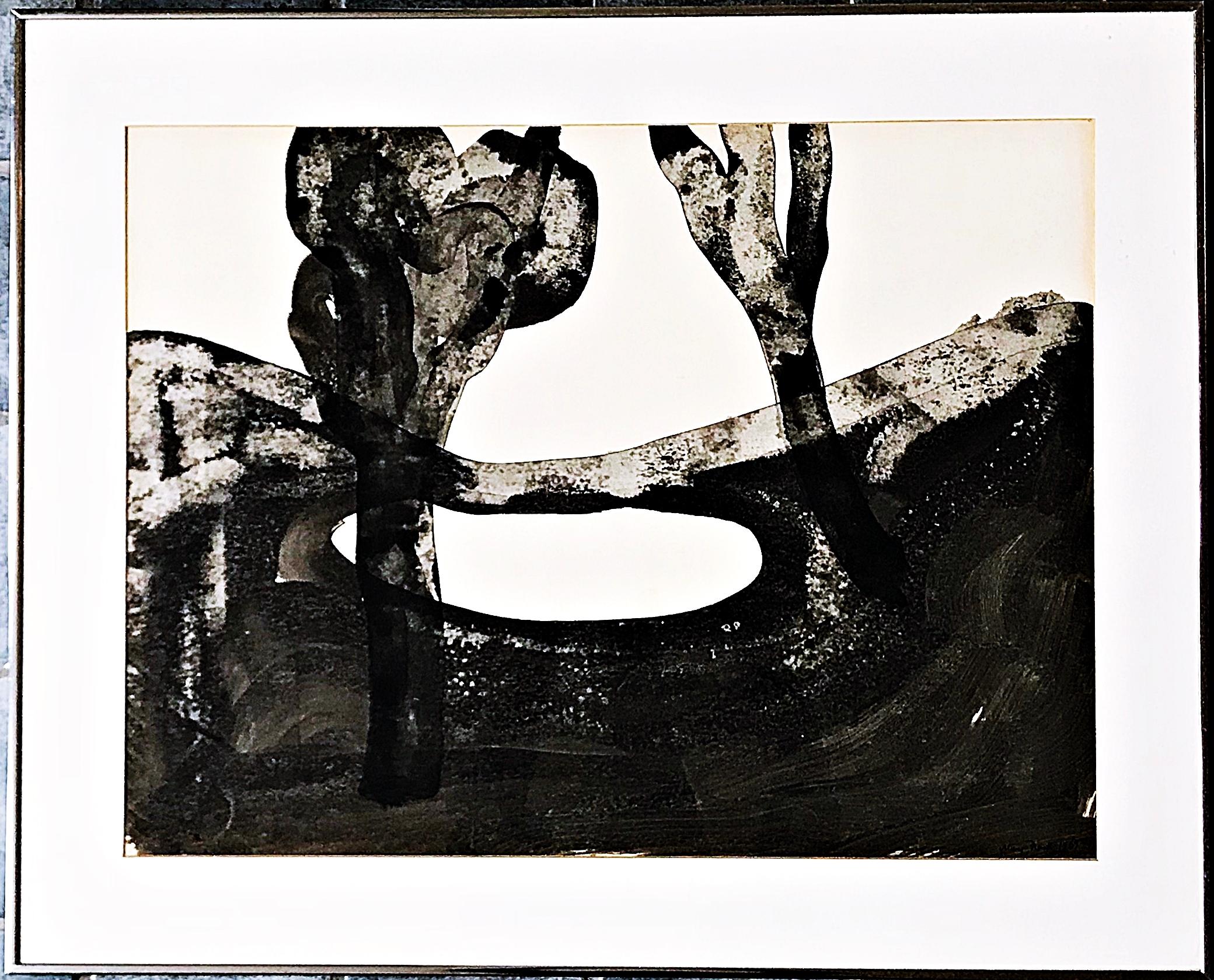 Ohne Titel Abstrakt-expressionistische Mid-Century Moderne einzigartige Tintewaschung auf Papier – Art von Mary Frank
