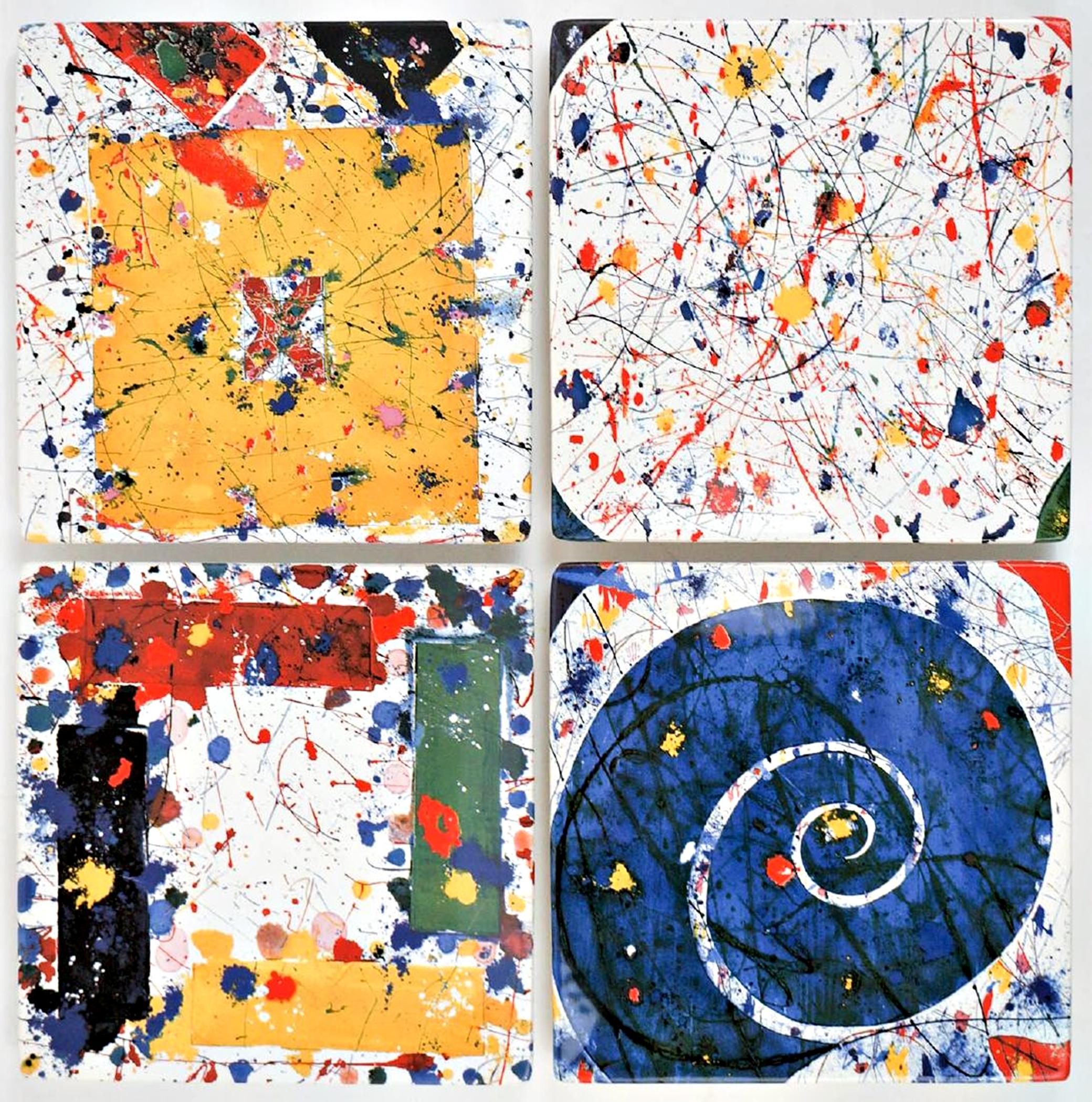 Suite of Four Limited Edition Ceramic Plates - Art by Sam Francis