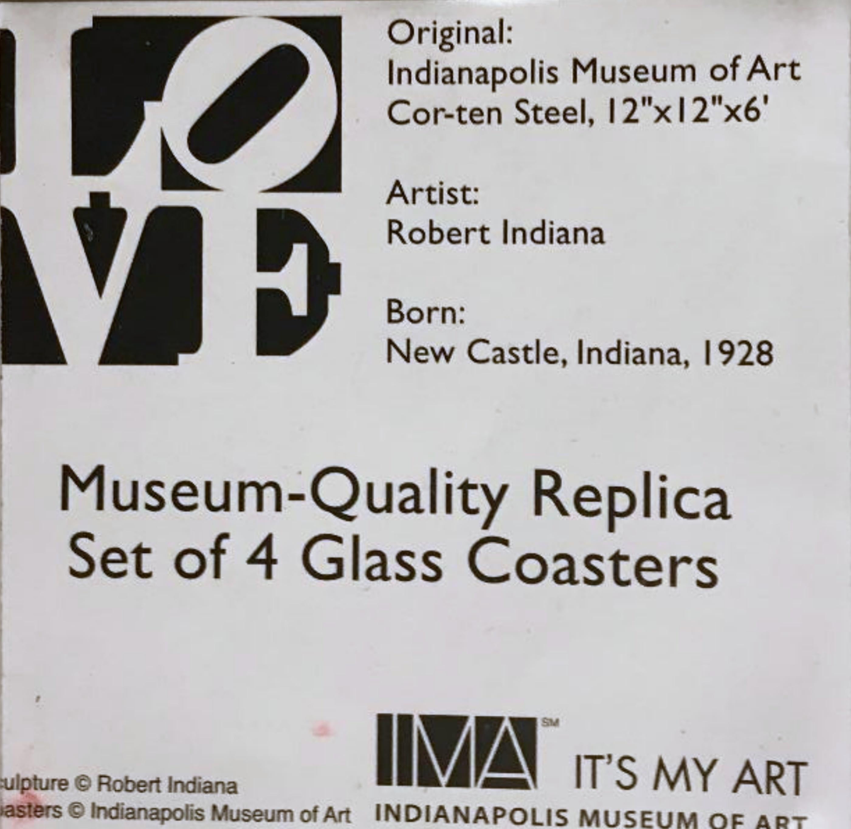 Set von vier Glasuntersetzern (offiziell; gestempelt vom Indianapolis Museum of Art) im Angebot 1
