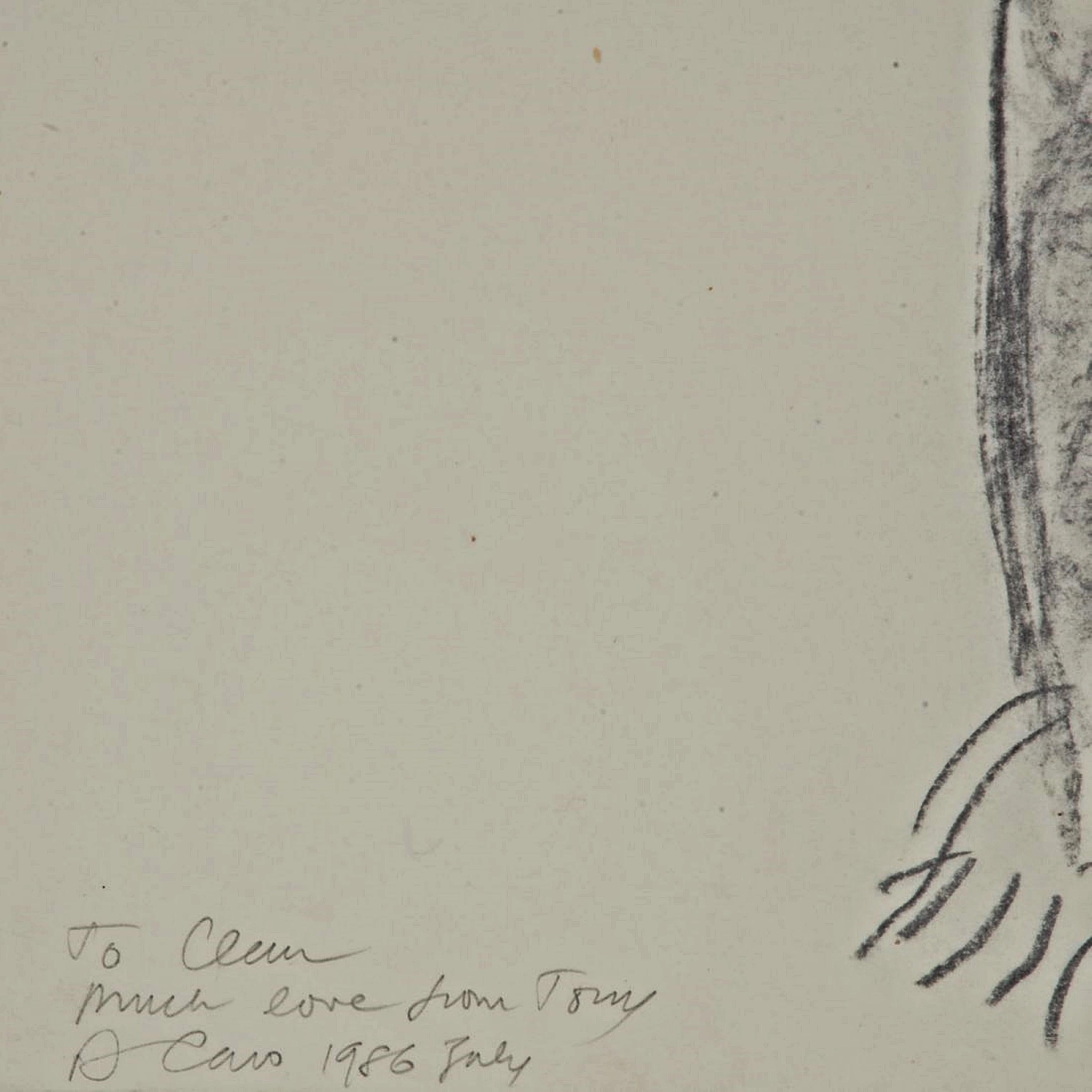 Anthony Caro
Akt (signiert, gewidmet und bezeichnet für Clement Greenberg), 1986
Zeichenkohle auf Papier
Handsigniert vom Künstler. Die Zeichnung ist beschriftet 