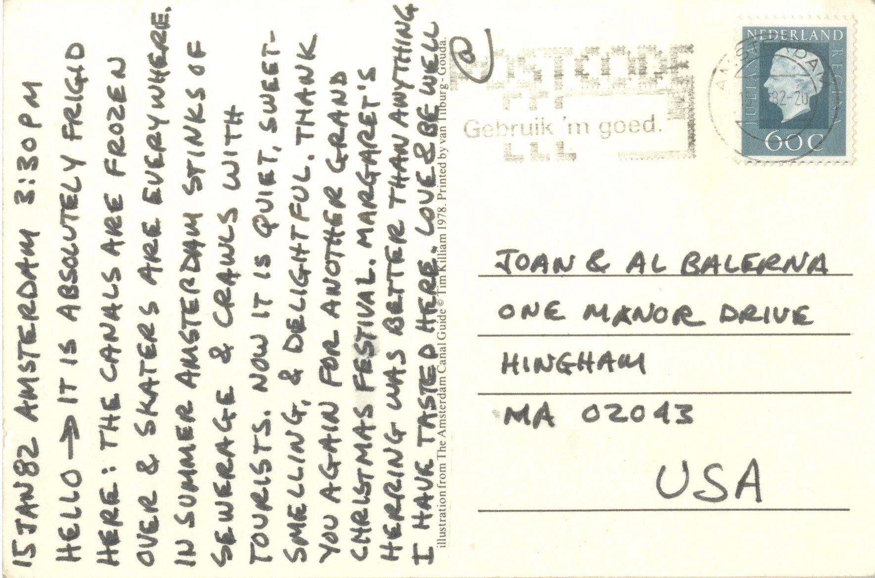 Handwritten letter from Amsterdam the artist's sister (Hand signed postcard) - Art by Carl Andre