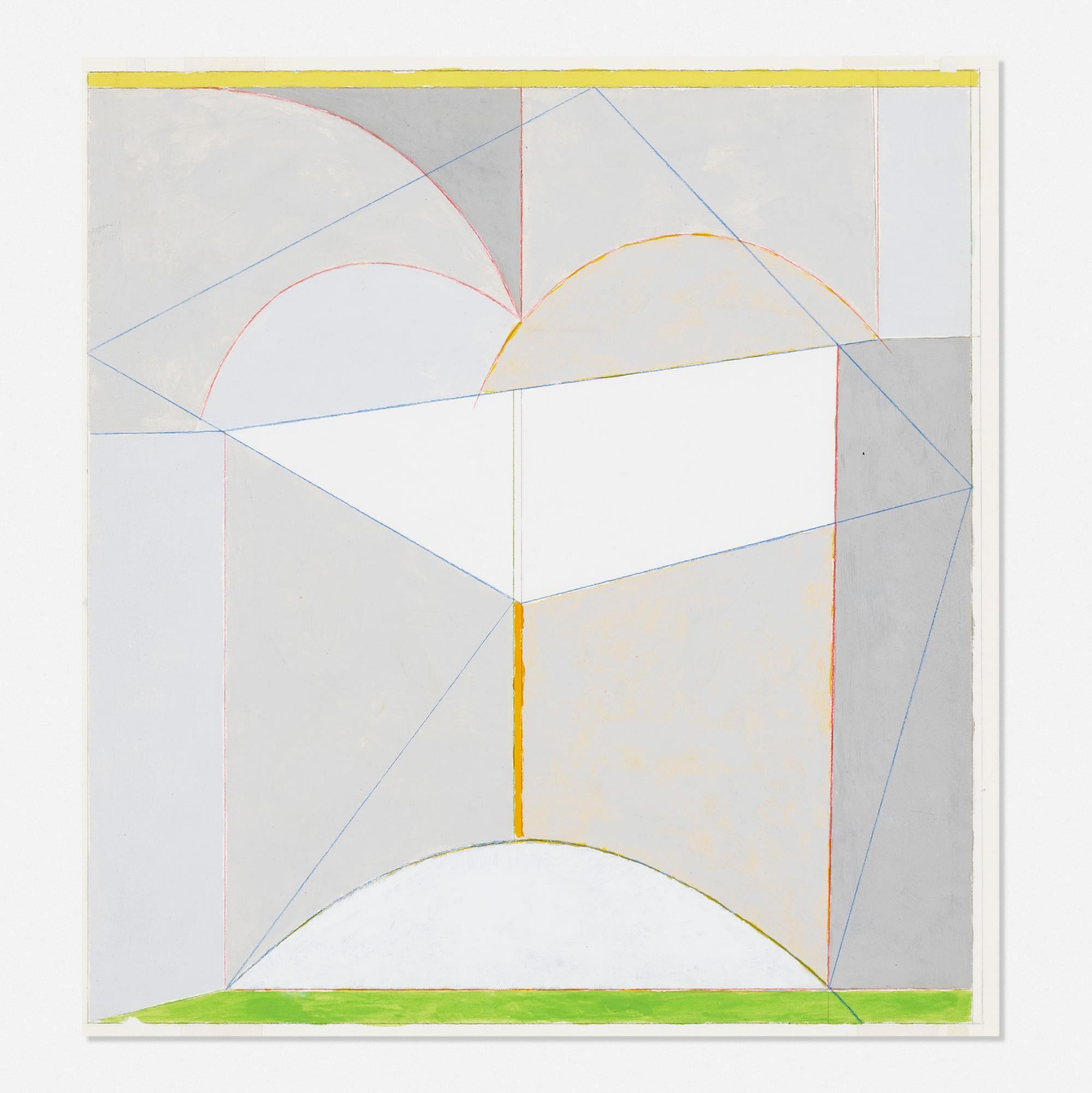 James Rosati
Geometrische Abstraktion ohne Titel, 1982
Beidseitige Zeichnung aus Acryl und Farbstift auf Papier
Handsigniert und datiert unten rechts auf der Vorderseite
14 1/2 × 13 1/2 Zoll
Dies ist ein einzigartiges Werk 
Ungerahmt
Dieses