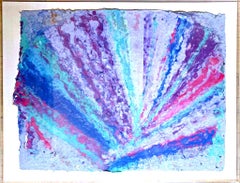 Orchid & Red, unique signed work on handmade hand dyed paper ex Tupperware Coll.