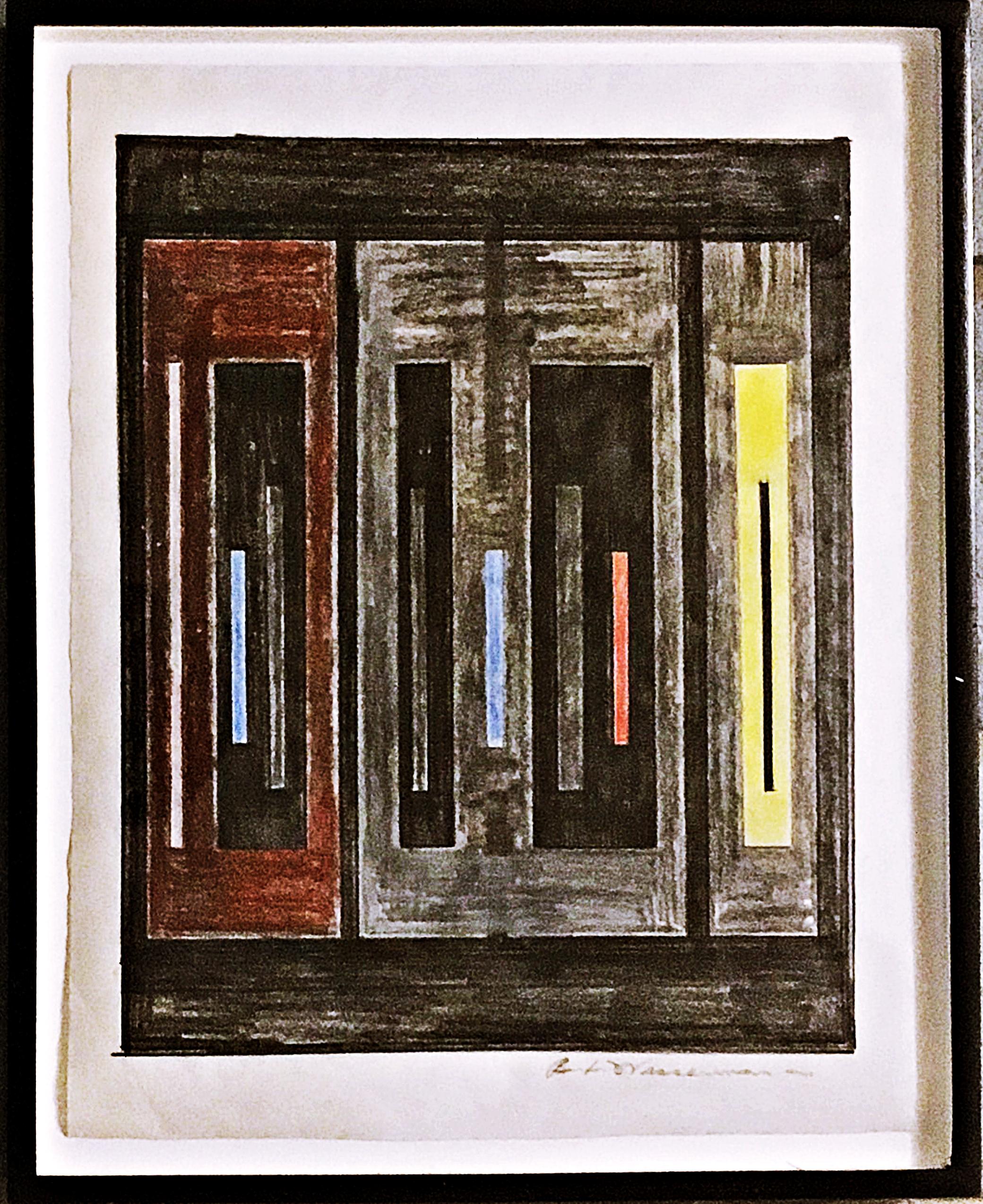 Senza titolo Astrazione geometrica moderna del medio secolo - Art di Burton Wasserman
