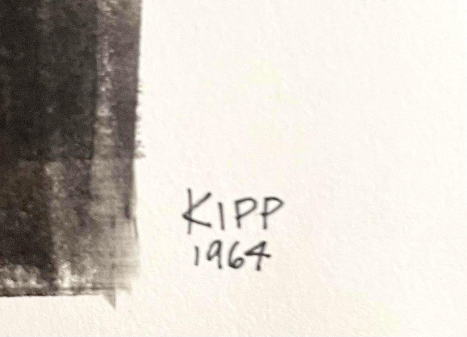 Peinture minimaliste sans titre, signée et portant l'inscription du célèbre conservateur Gene Baro - Art de Lyman Kipp 