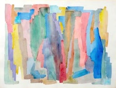 Retro Abstract watercolor (de-accessioned from Museum of Modern Art (MOMA), w/ label)