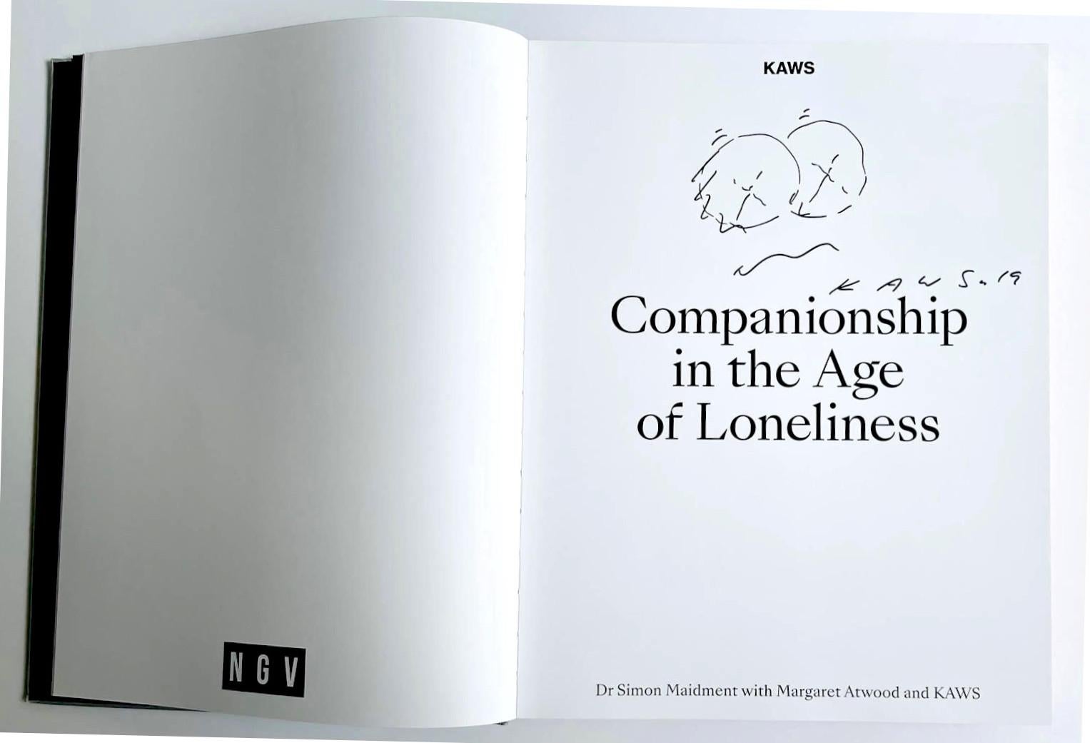 KAWS
Original drawing held in Australian monograph, 2019
Original marker drawing held inside hardback monograph: Companionship in the Age of Loneliness
Boldly signed and dated with original drawing by KAWS on the title page
13 × 10 × 1 1/2