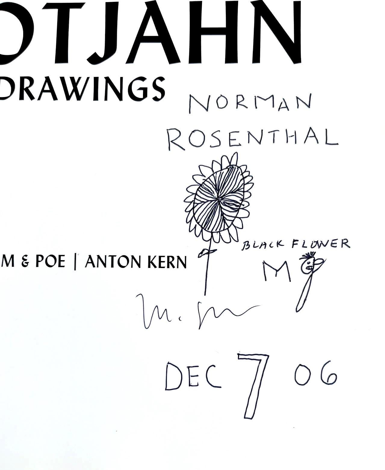 Dessin de fleur signé dans la monographie, dédicacé à l'historien de l'art Norman Rosenthal. - Contemporain Art par Mark Grotjahn 