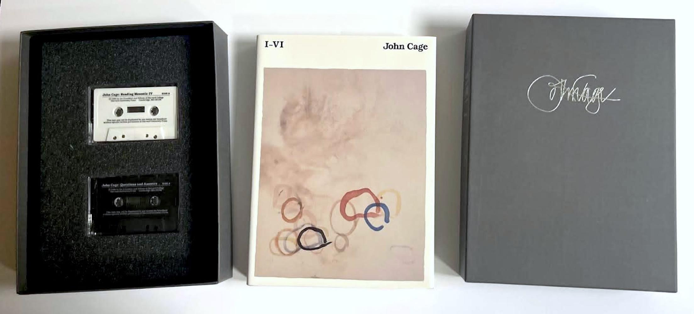 John Cage
I–VI (Hand signed box set), 1990
Boxed set: Mixed media hand signed hardback monograph accompanied with 2 audio cassettes and dust jacket and bound in a box
Hand signed by John Cage on the half title page
11 3/4 × 9 × 2 inches
This boxed