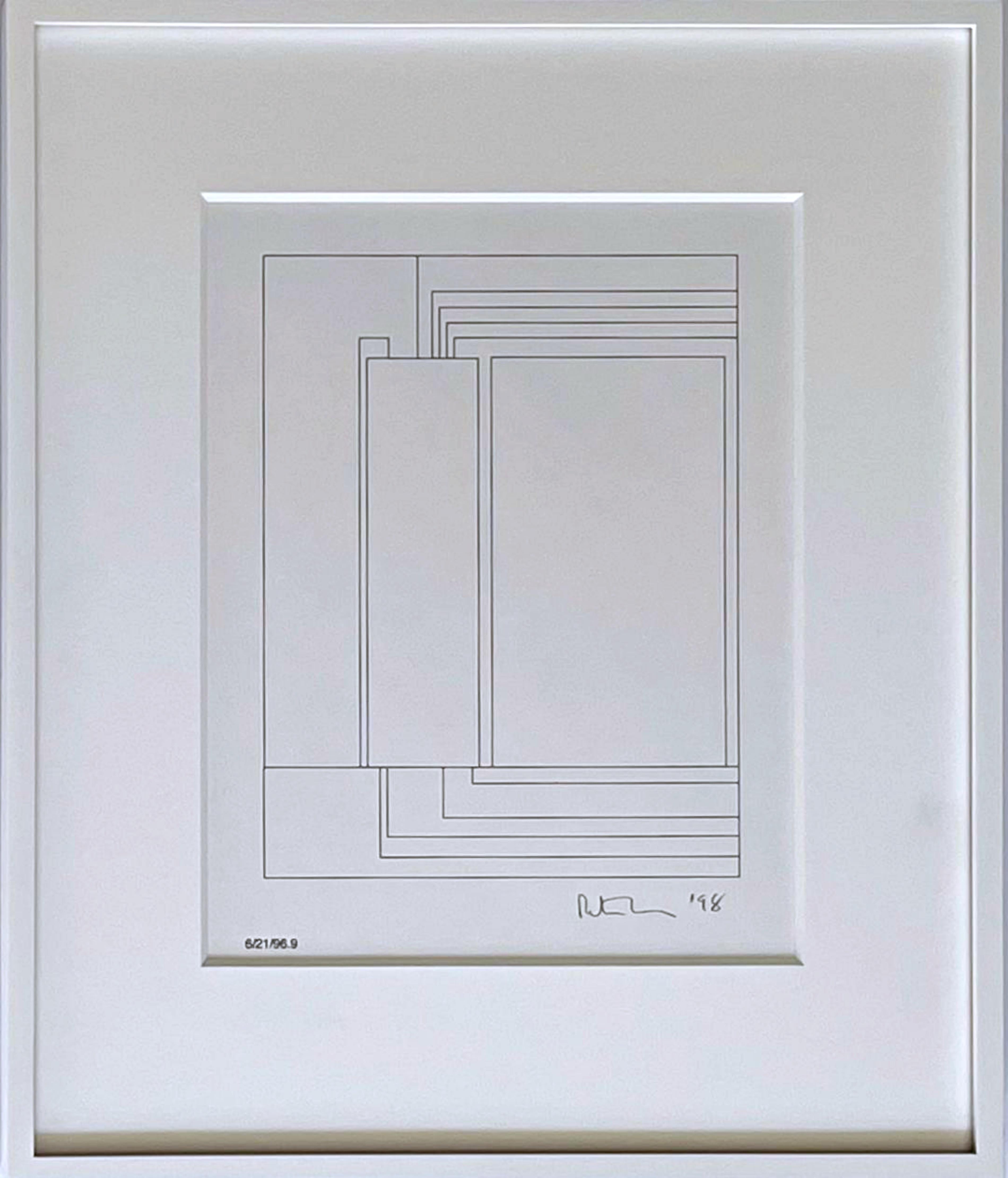 6/21/96.9 (hand signed and dated original graphite drawing; unique) - Mixed Media Art by Peter Halley