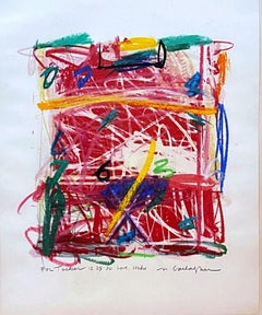 Abstrakt-expressionistisches Gemälde ohne Titel (beschriftet und zweimal signiert)