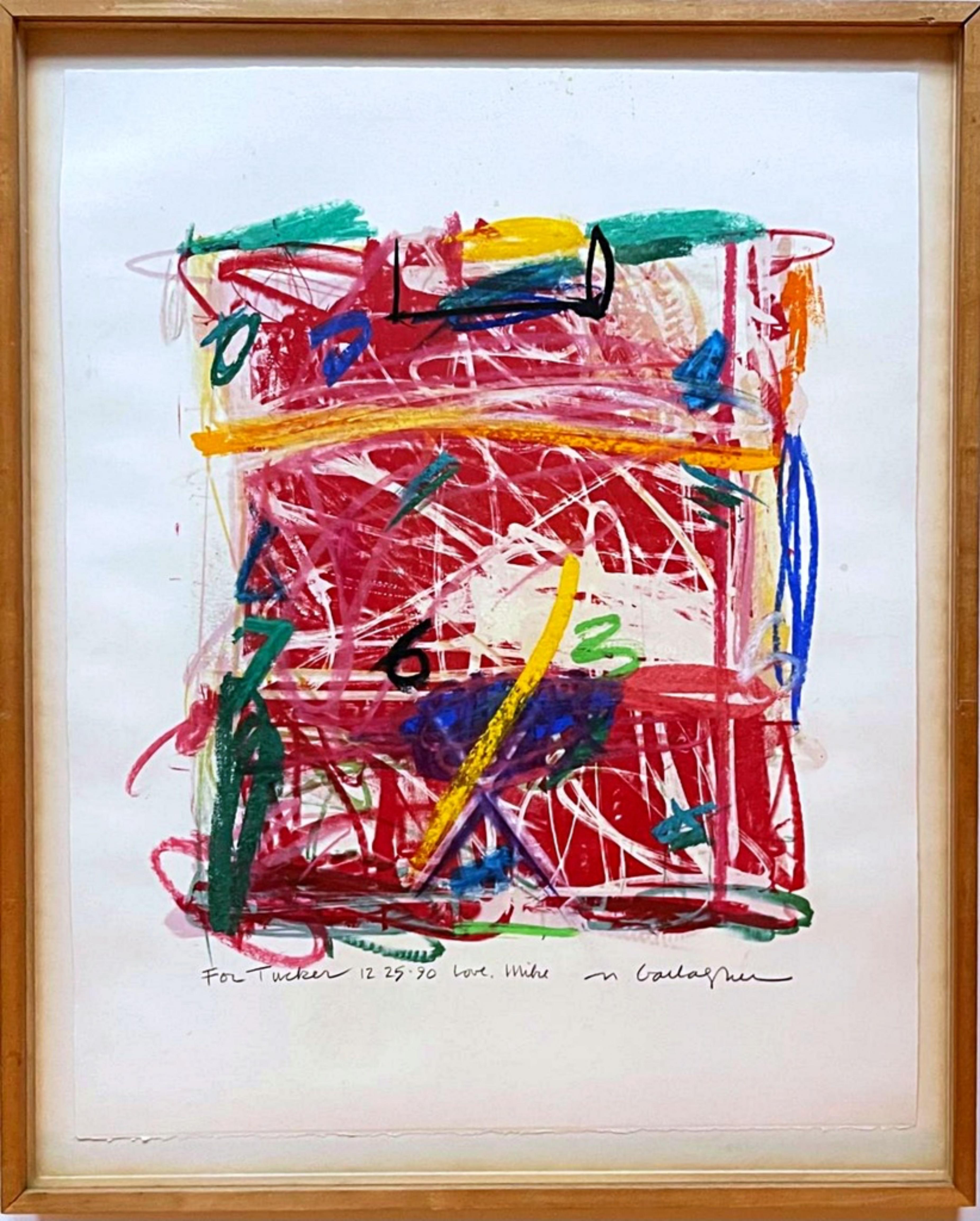 Peinture expressionniste abstraite sans titre (inscrite et signée à la main deux fois) - Art de Michael Gallagher
