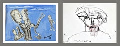 Lovers and Others (einzigartige moderne Malerei aus der Mitte des Jahrhunderts) – doppelseitiges Kunstwerk
