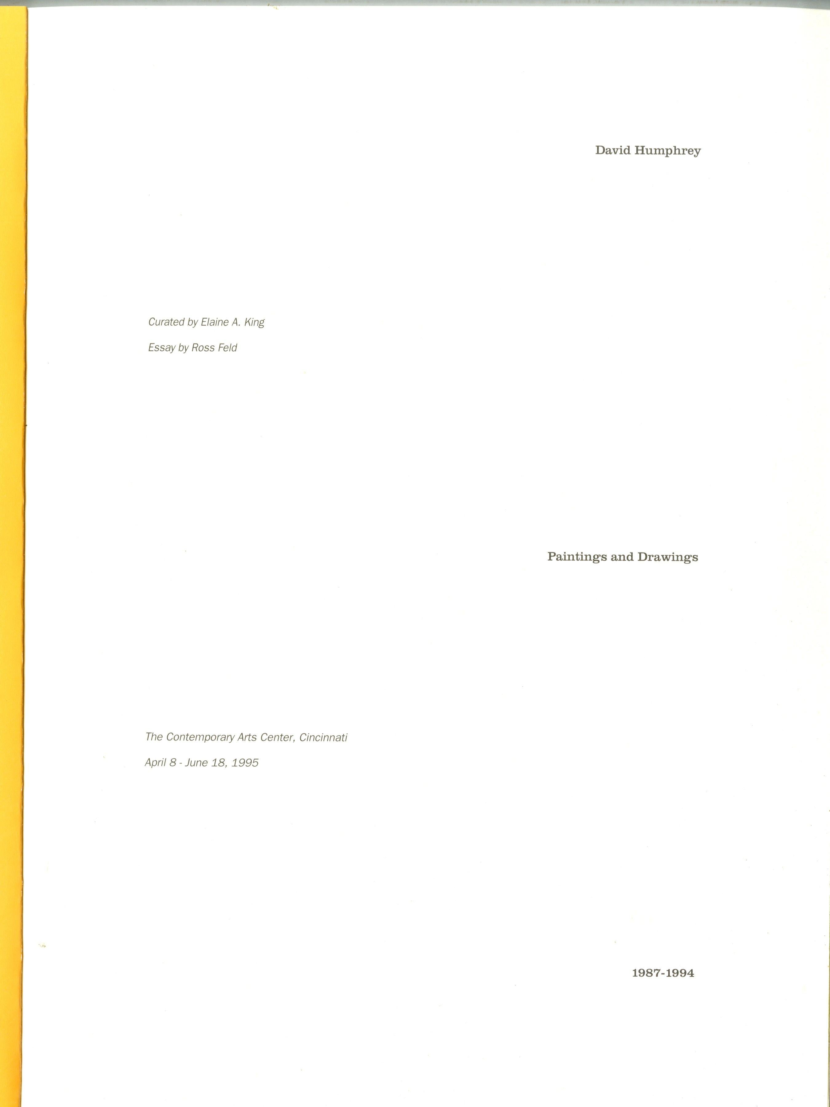 David Humphrey
Erinnerungen an Florida, 1992
Ölstift, Emaille auf handgeschöpftem Papier (Label des Contemporary Art Center of Cincinnati auf der Rückseite des Rahmens)
Signiert auf der Rückseite
29 × 43 1/2 × 1 Zoll
Ungerahmt
Dies ist ein