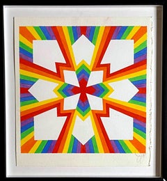Intored, abstraction géométrique, aquarelle abstraite unique sur papier fait à la main.