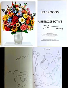 Dessin floral original signé deux fois relié dans la monographie du Whitney Museum