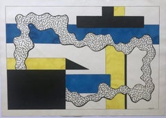 Unique signed Mid Century Modern Abstract painting by renowned American painter