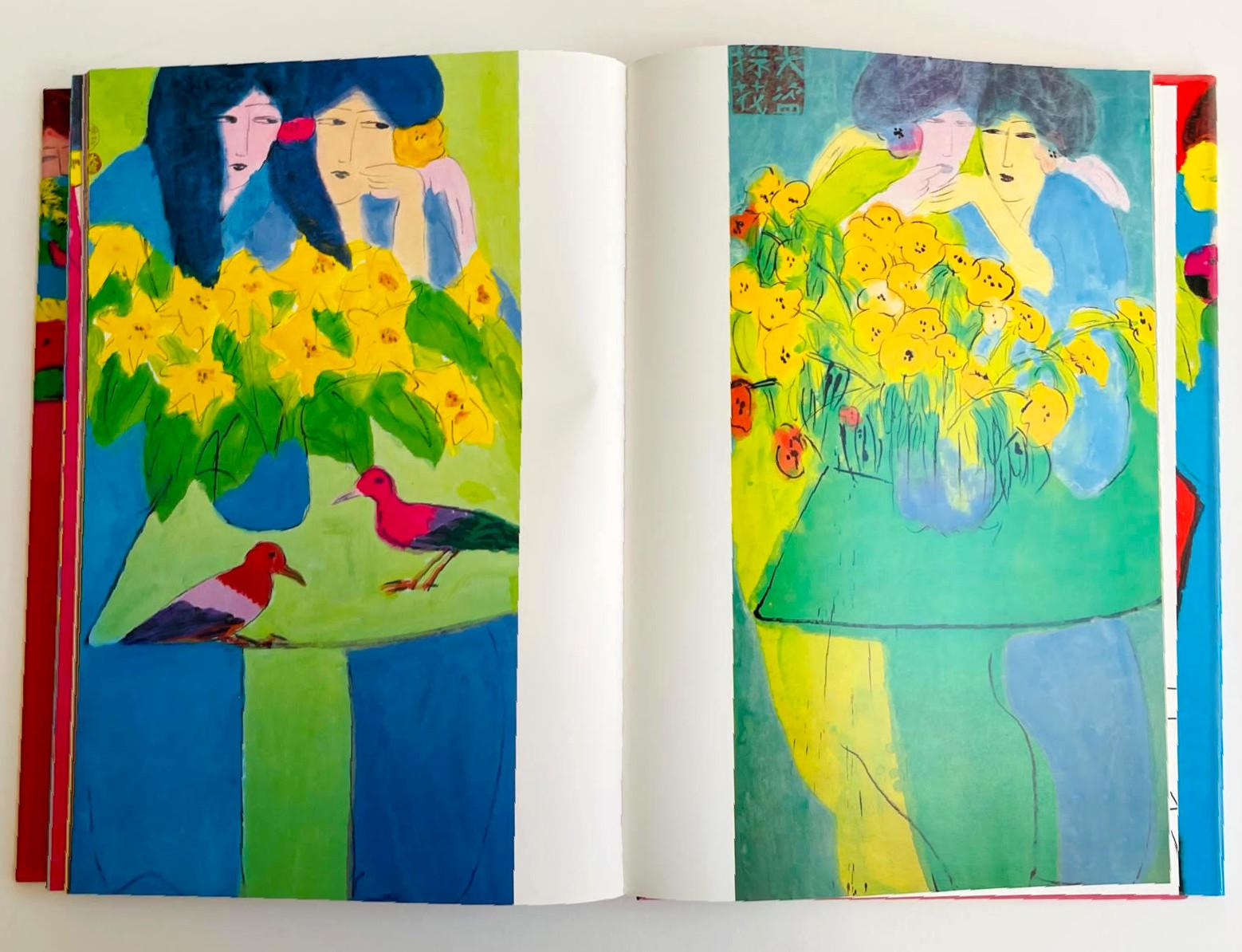 Original unique drawing of three parrots in monograph by renowned Chinese artist For Sale 10