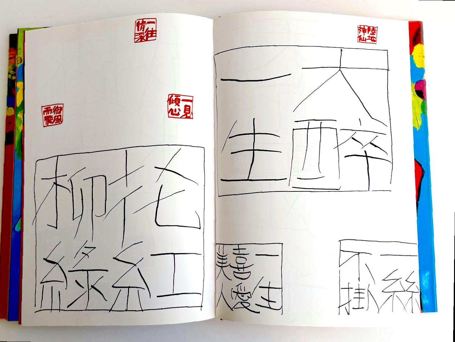 Original unique drawing of three parrots in monograph by renowned Chinese artist For Sale 11