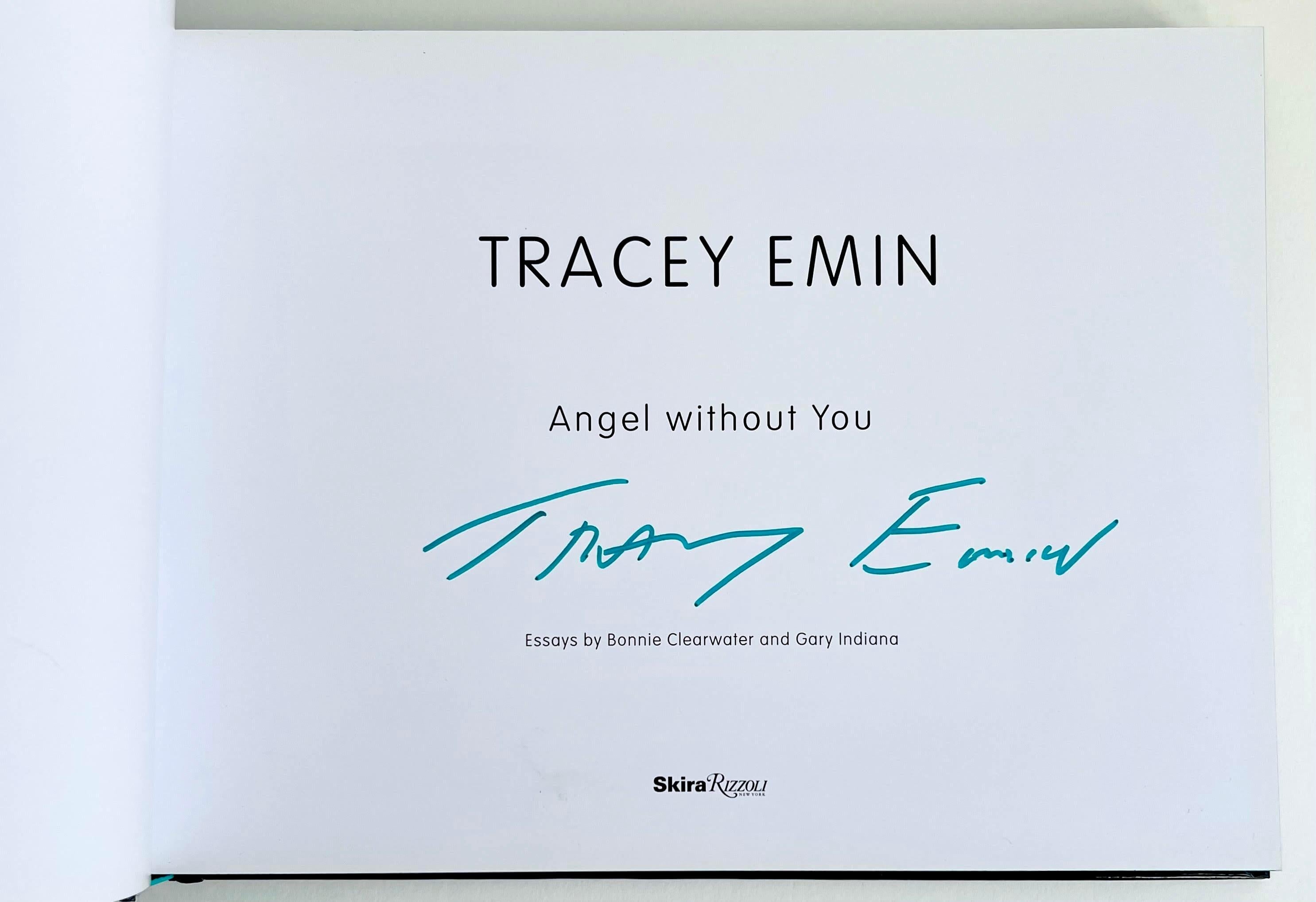 Tracey Emin
Angel Without You monograph (Hand signed by Tracey Emin), 2013
Hardback monograph with illustrated boards (hand signed by Tracey Emin)
Boldly signed in blue ink by Tracey Emin on the title page
8 1/2 × 11 1/4 × 1 inch
This hardback