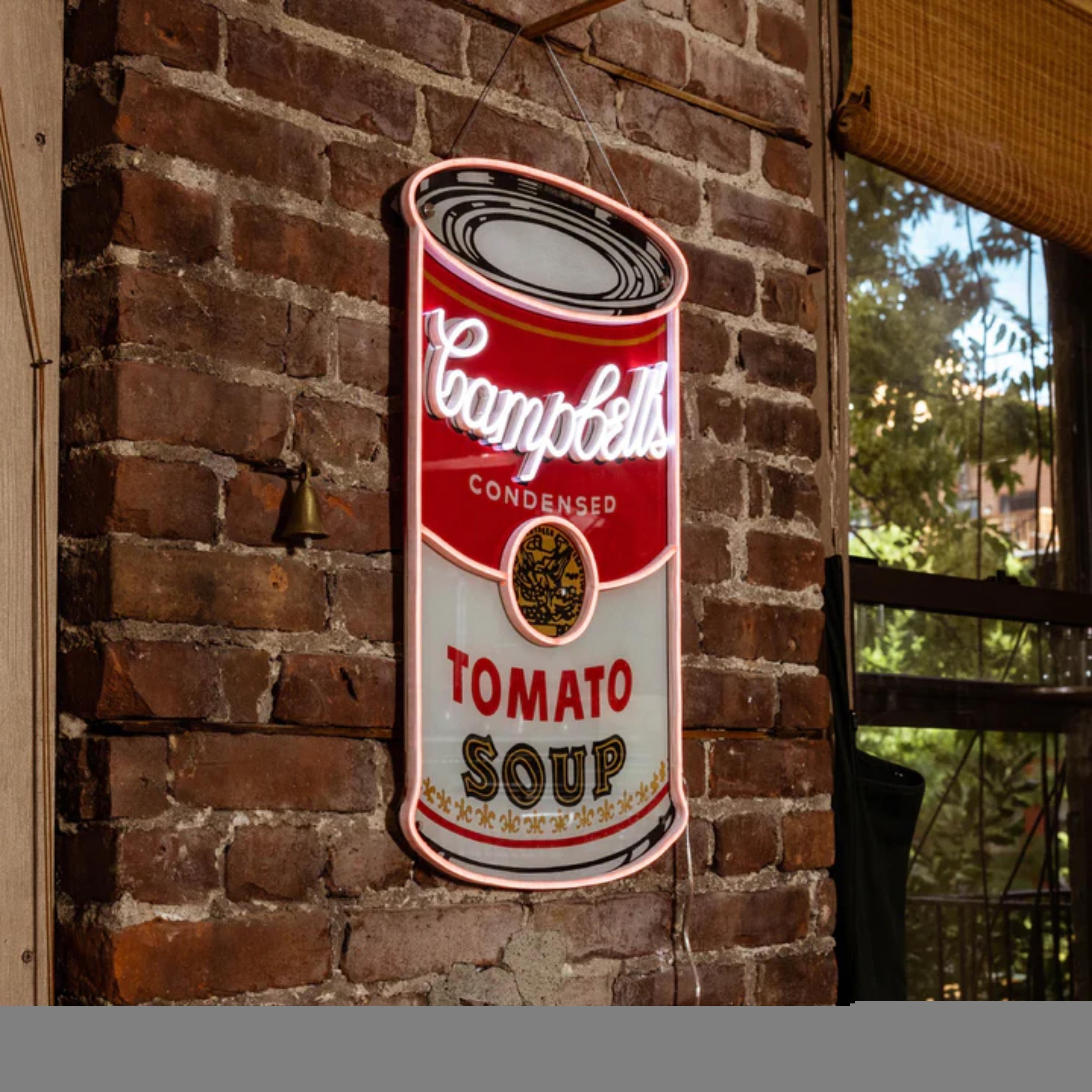 Andy Warhol
Neon light Campbell's Soup Can Wall Display Sign, 2022
Brand new in bespoke box with original packaging bearing Warhol's authorized printed signature with everything included
Makes an excellent gift.
Acrylic-printed soup can lined with