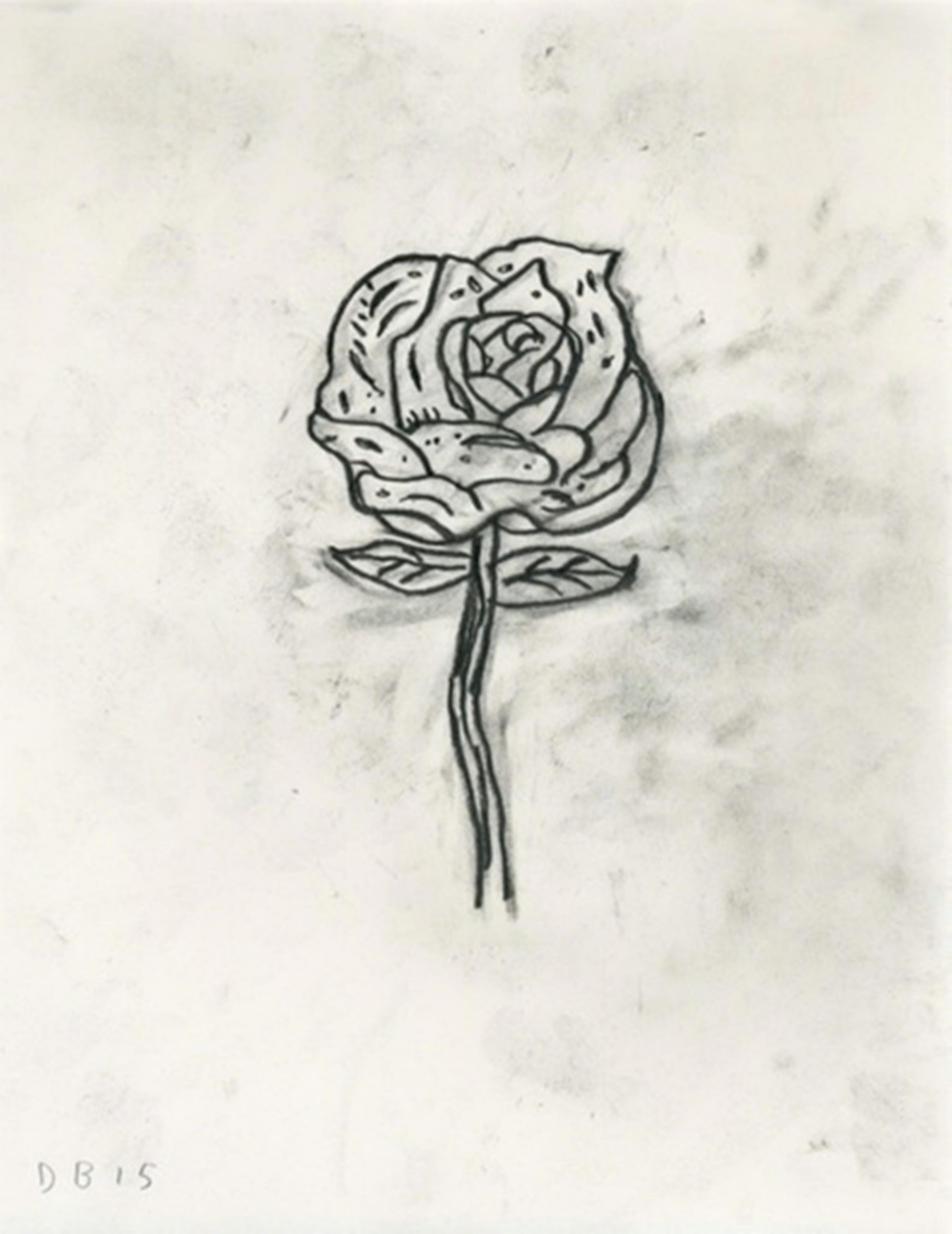 Untitled (Rose) Einzigartige original signierte Graphitzeichnung von MOCA Detroit Gerahmt