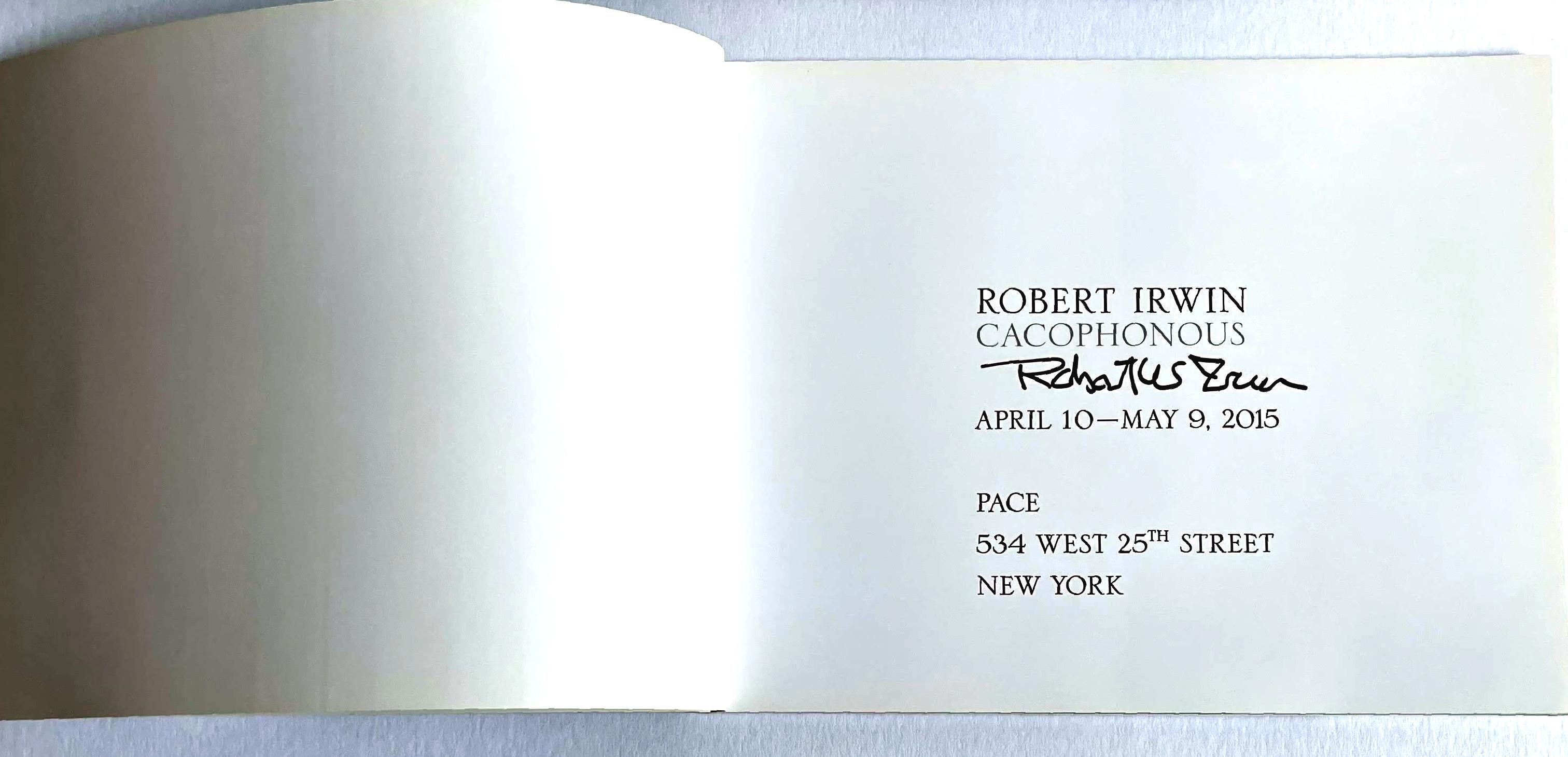 Cacophonous PACE Gallery exhibition catalogue (hand signed by Robert Irwin) For Sale 1
