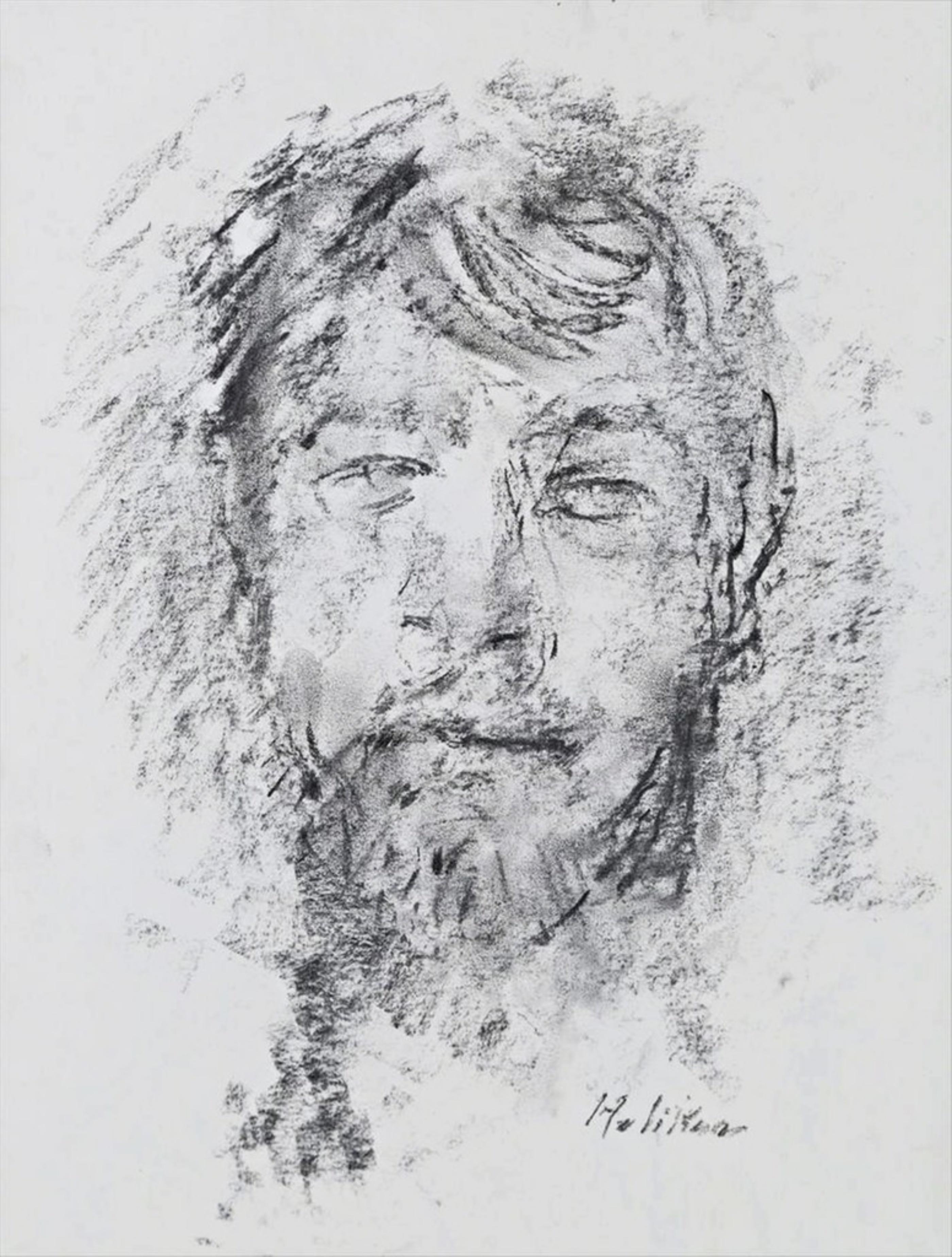 John Heliker Figurative Art – Selbstporträt (Original signierte Zeichnung)