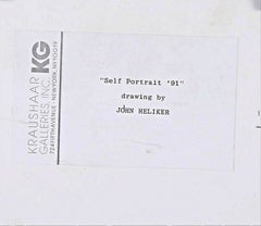 Self Portrait (original signed unique charcoal drawing) Kraushaar Gallery label