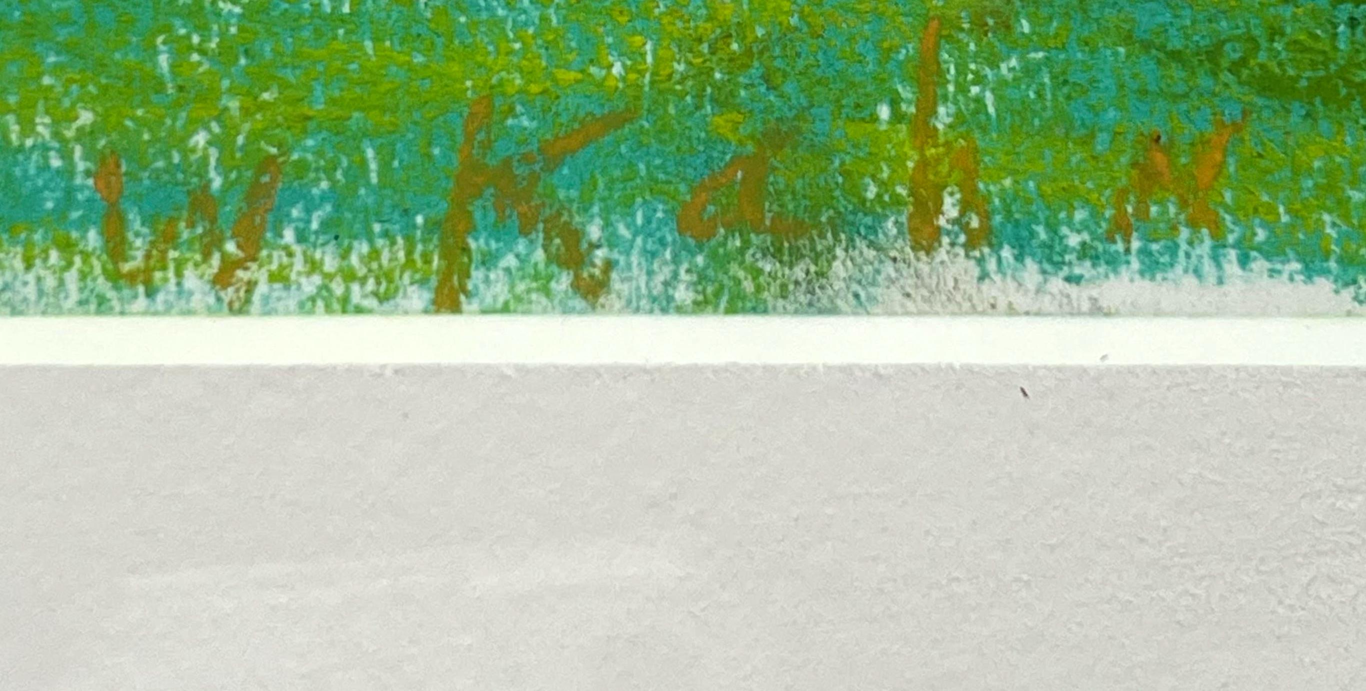 WOLFS Kahn
Blau-Grün (Bleu-Vert), 2000
Peinture au pastel sur papier
Signé sur le devant en bas à gauche
Cadre inclus : élégamment encadré dans un cadre en bois blanc de qualité musée avec plexiglas UV
avec étiquette originale de la Galerie