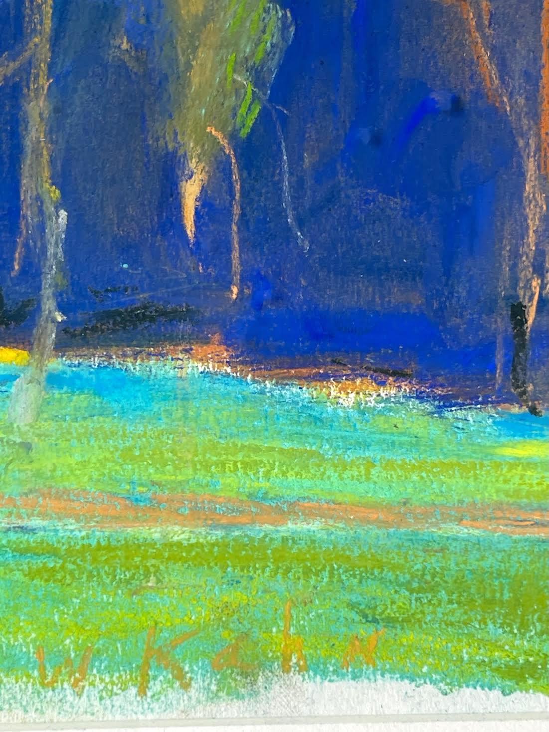 Blau-Grün (Blue-Green) peinture pastel unique signée, authentifiée, encadrée en vente 3