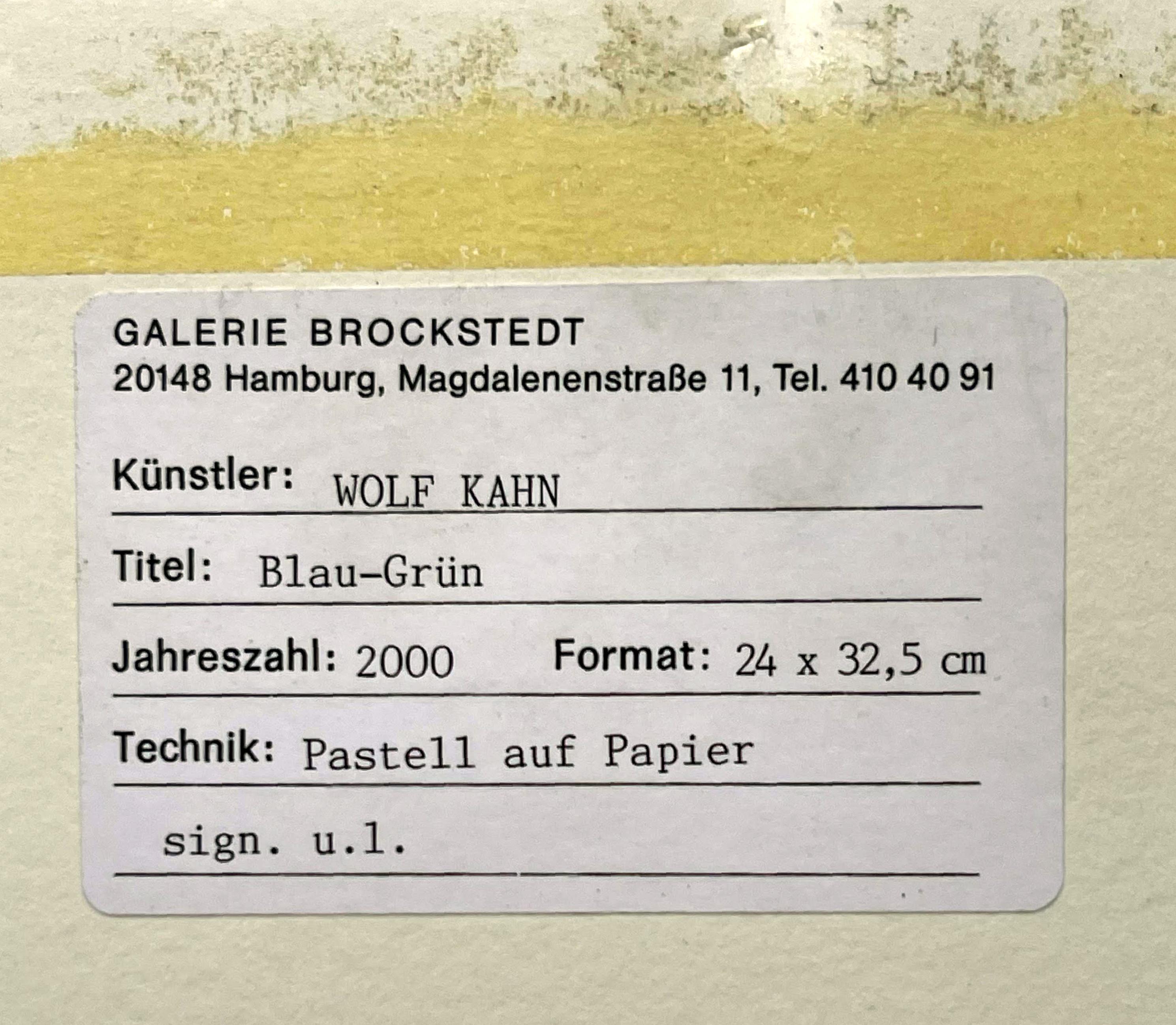 Blau-Grün (Blue-Green) unique pastel painting signed, authenticated, Framed For Sale 5