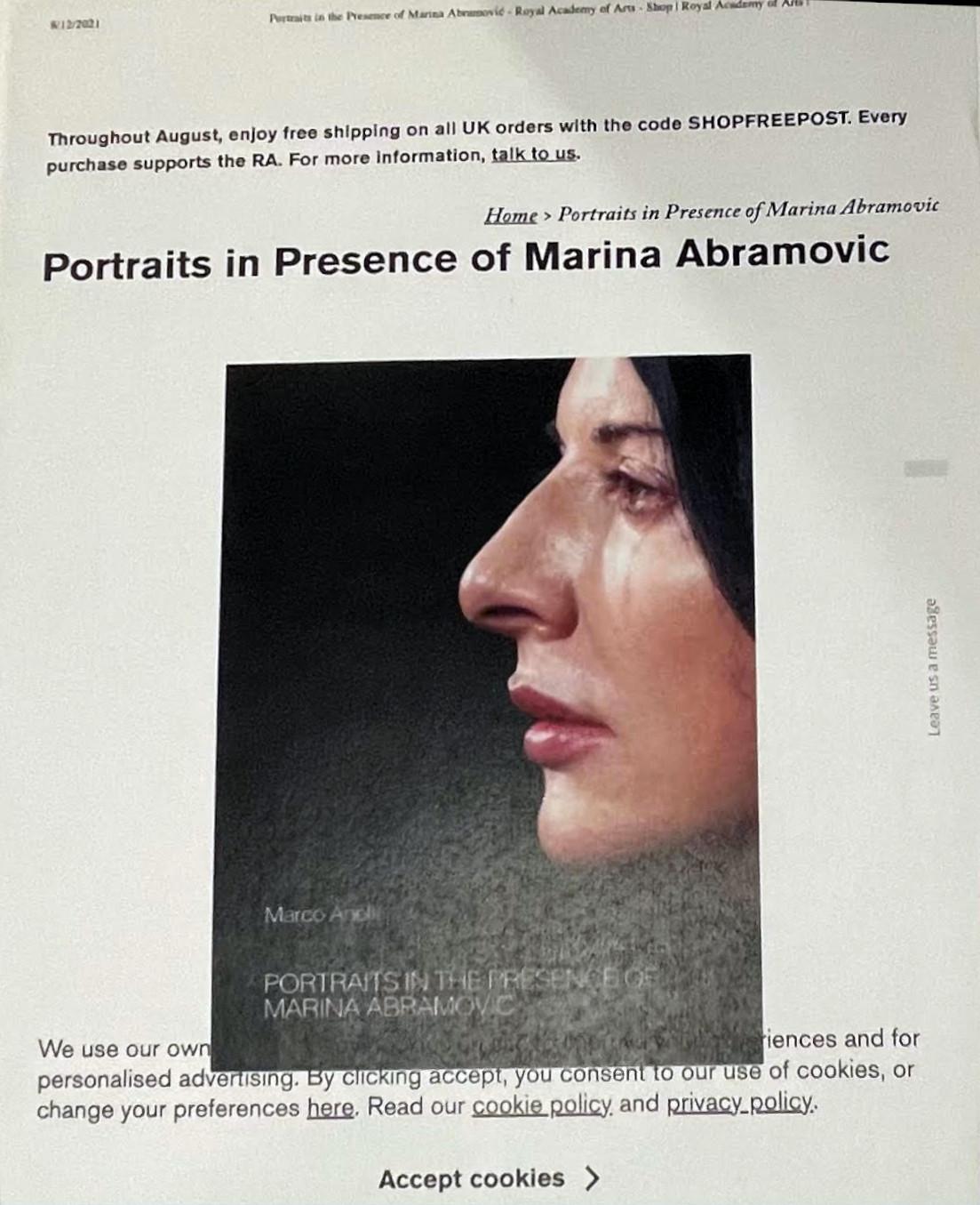 Monograph: Portraits in the Presence of Marina Abramovic (Hand signed)  For Sale 16