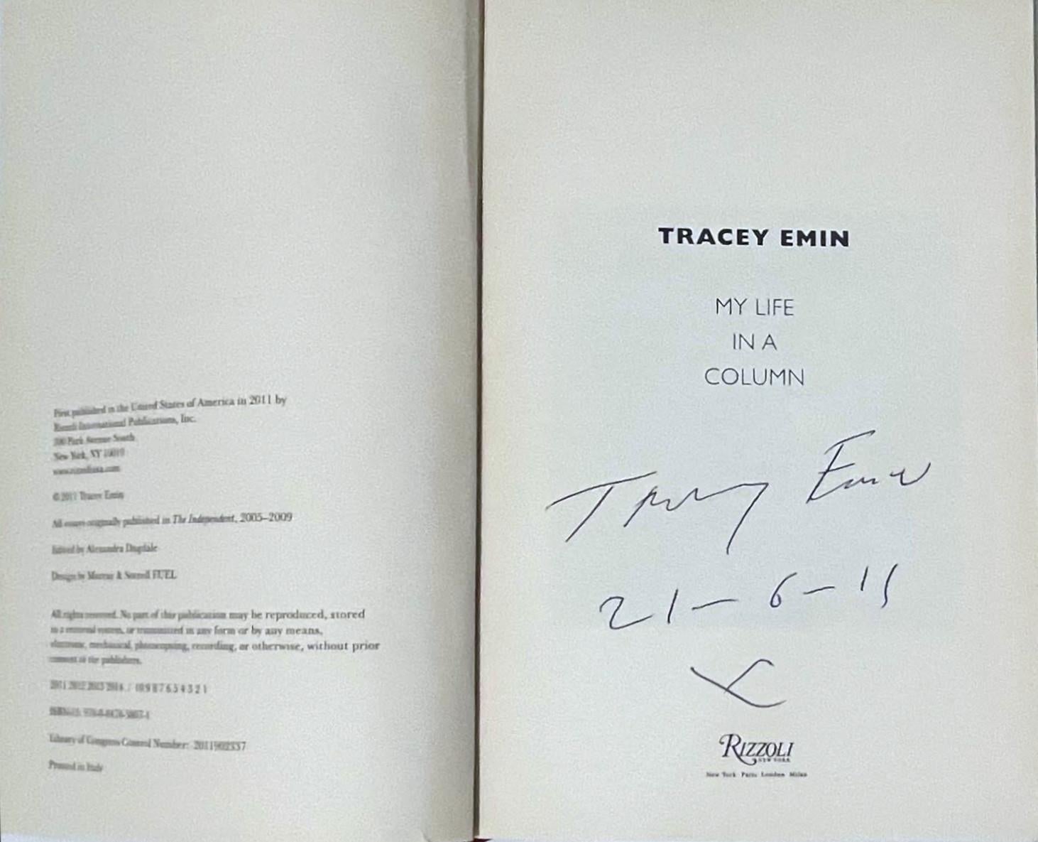 Monographie : My Life in a Column (livre signé et daté à la main par Tracey Emin) en vente 2