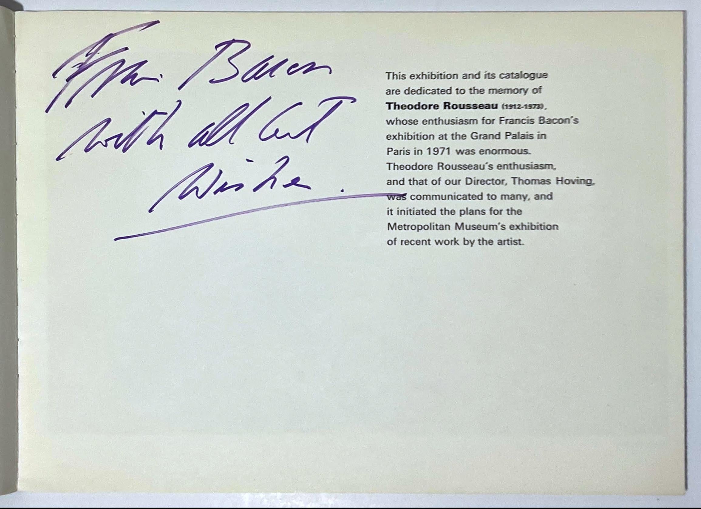 Monograph: Francis Bacon (hand signed and warmly inscribed by Francis Bacon) For Sale 2
